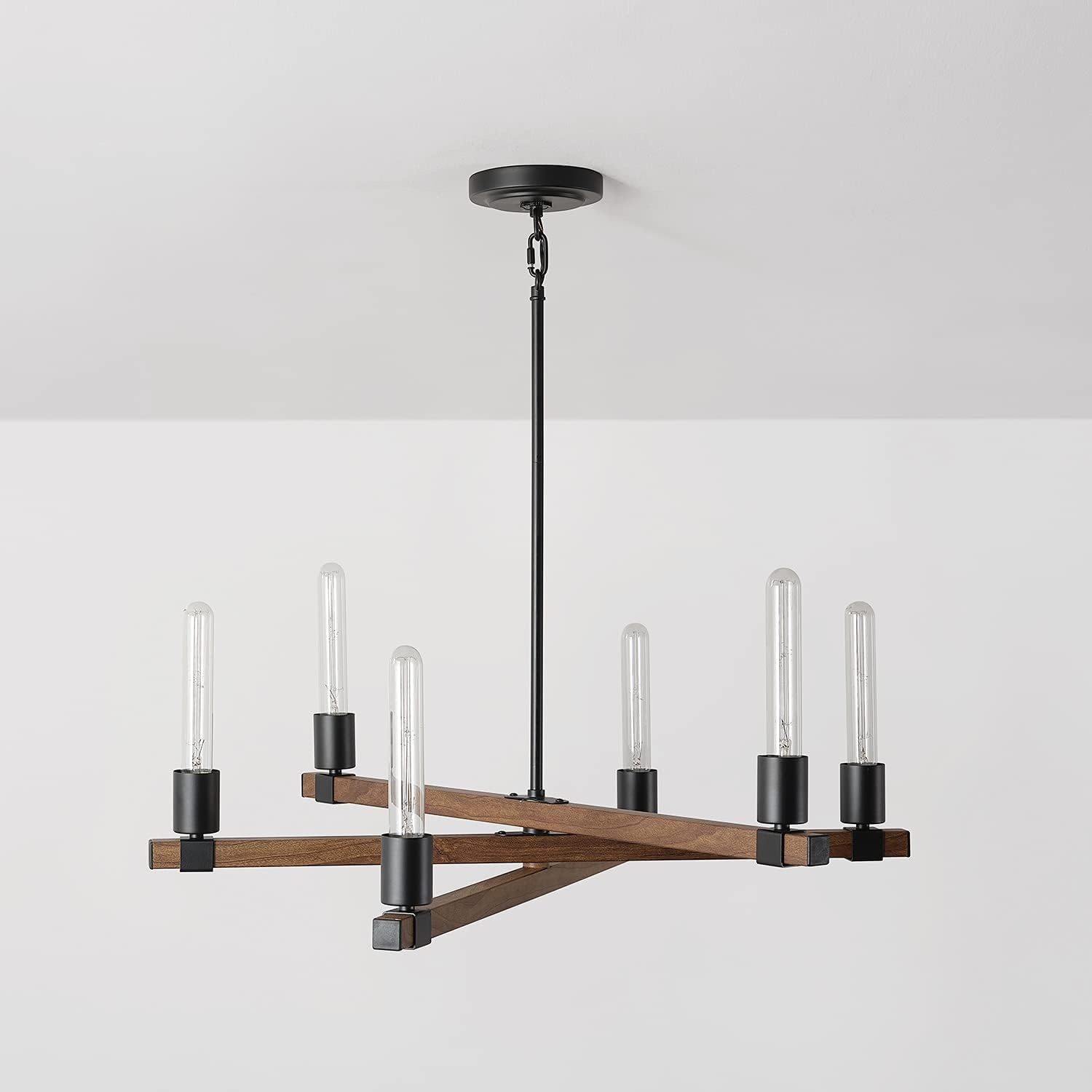 image:imageGlobe Electric 60340 Emery Pendant Lighting Matte Brass Bulb Not IncludedMatte Black Faux Wood