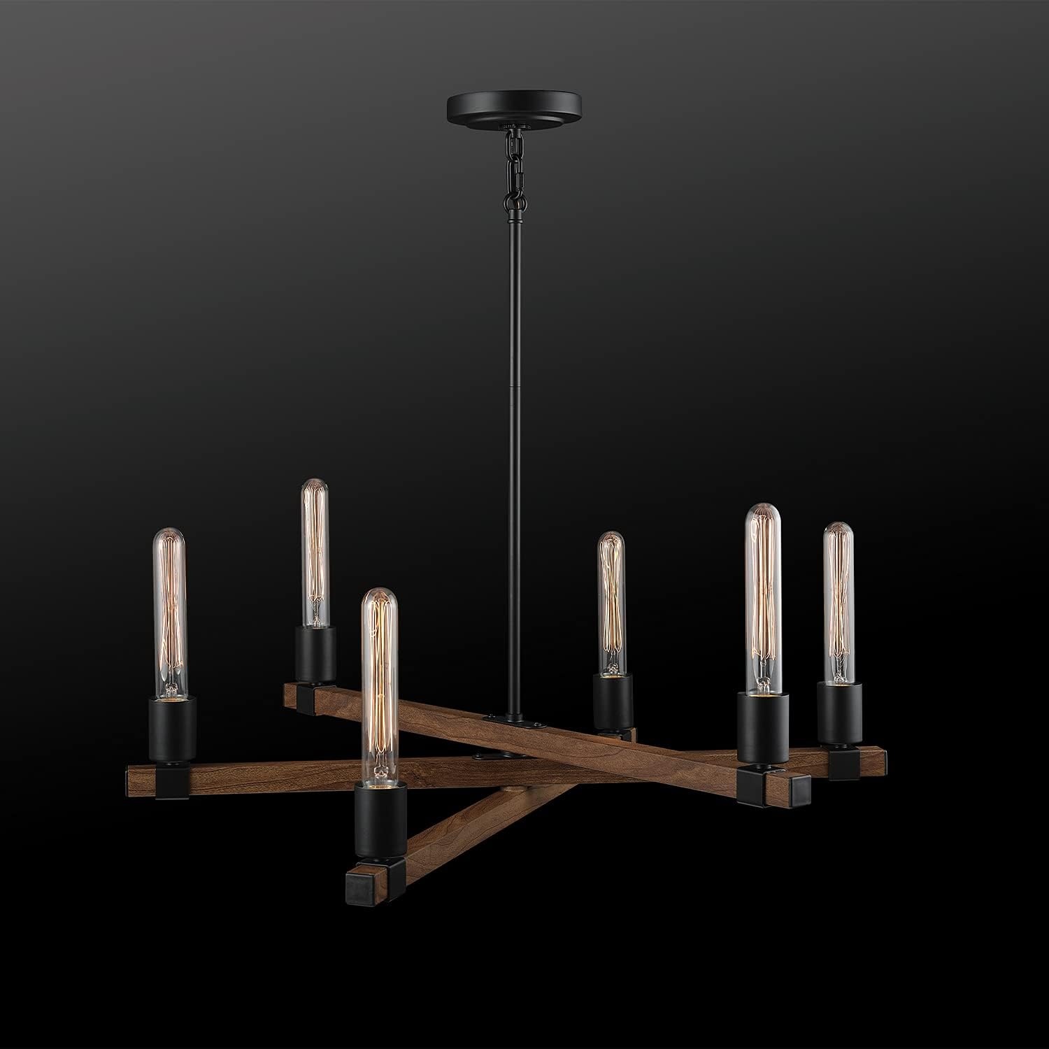 image:imageGlobe Electric 60340 Emery Pendant Lighting Matte Brass Bulb Not IncludedMatte Black Faux Wood