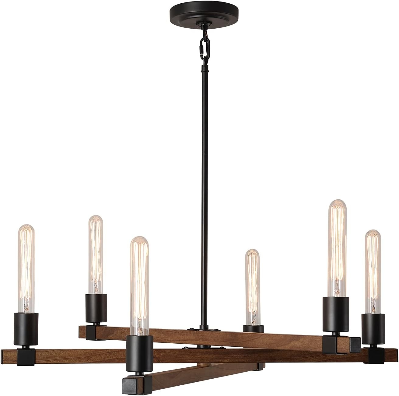image:imageGlobe Electric 60340 Emery Pendant Lighting Matte Brass Bulb Not IncludedMatte Black Faux Wood