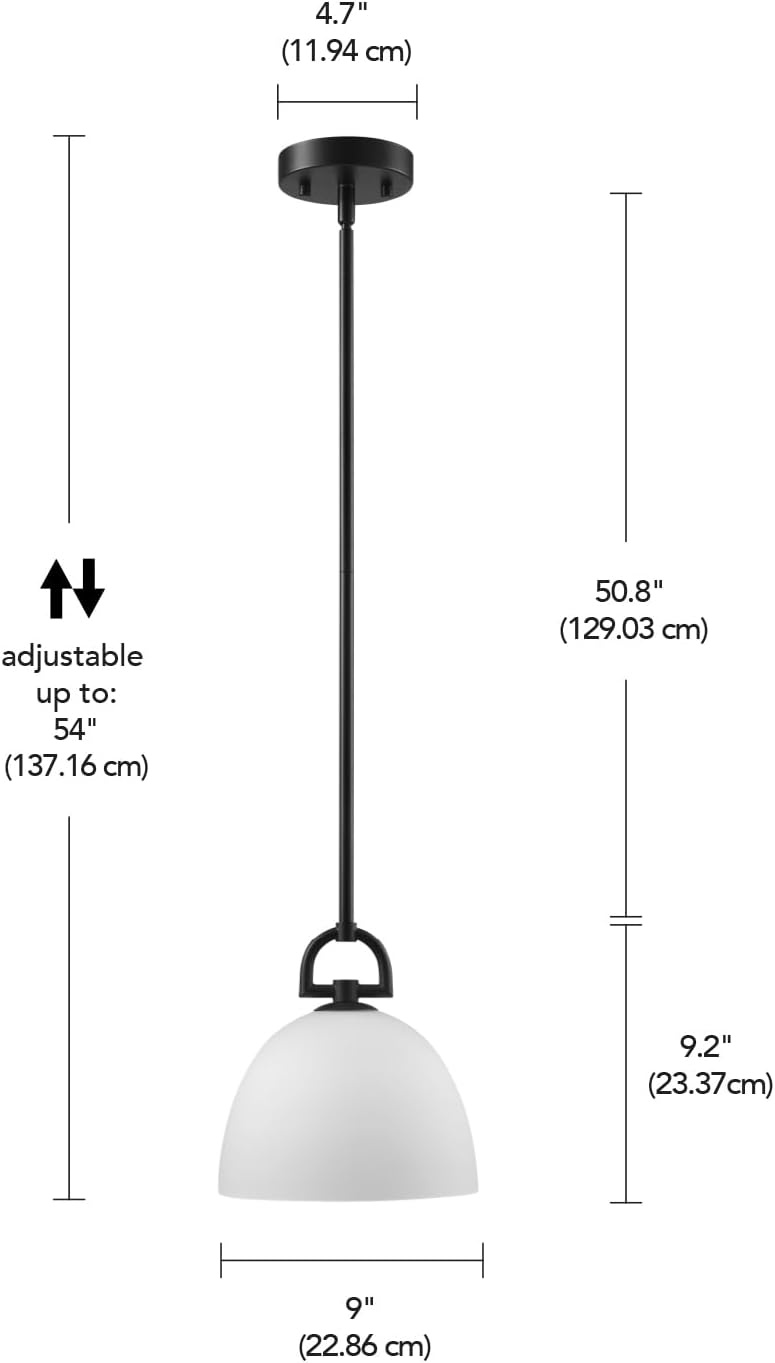 image:imageGlobe Electric 60403 1Light Pendant Light Fixture Matte White Brass Accents Fabric Cord Dining Room Fixture Kitchen Island Lighting Modern Living Room Pendant Light Hanging Lights for BedroomMatte Black