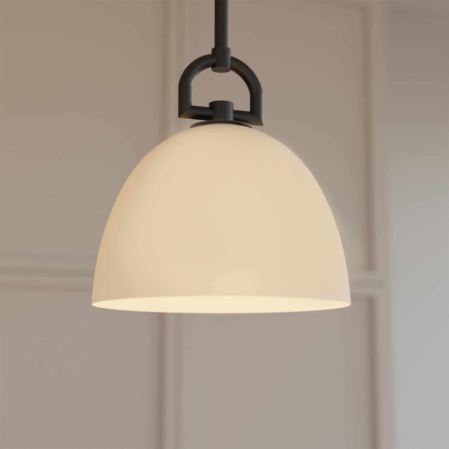 image:imageGlobe Electric 60403 1Light Pendant Light Fixture Matte White Brass Accents Fabric Cord Dining Room Fixture Kitchen Island Lighting Modern Living Room Pendant Light Hanging Lights for BedroomMatte Black