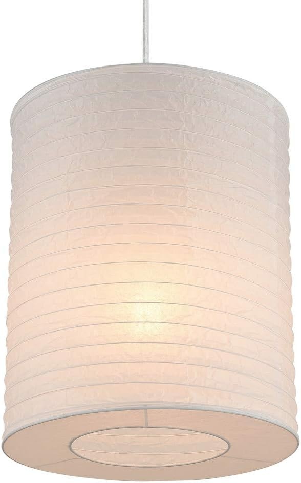 image:imageGlobe Electric 60403 1Light Pendant Light Fixture Matte White Brass Accents Fabric Cord Dining Room Fixture Kitchen Island Lighting Modern Living Room Pendant Light Hanging Lights for BedroomWhite Delilah