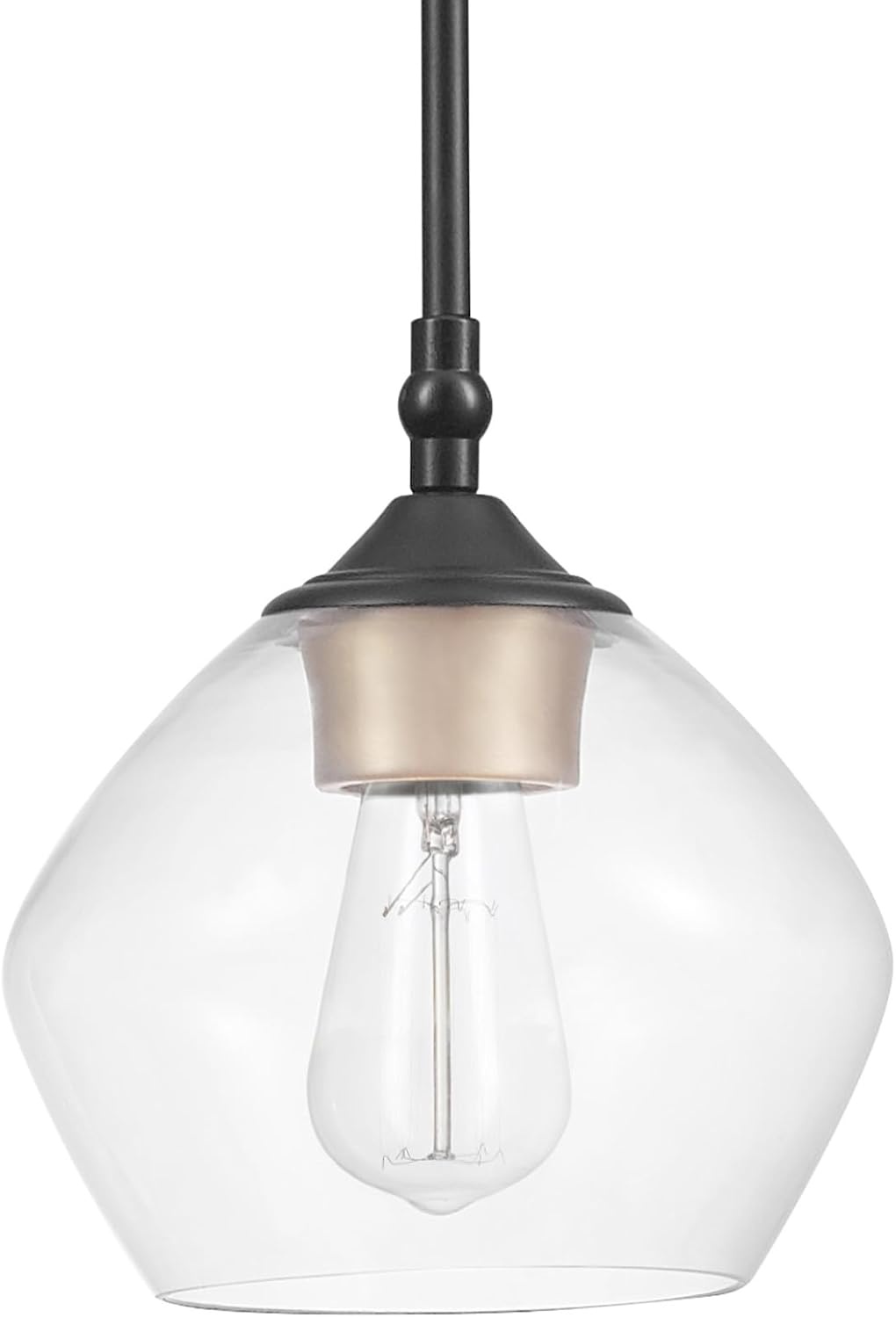 image:imageGlobe Electric 60403 1Light Pendant Light Fixture Matte White Brass Accents Fabric Cord Dining Room Fixture Kitchen Island Lighting Modern Living Room Pendant Light Hanging Lights for BedroomMatte Black Harrow