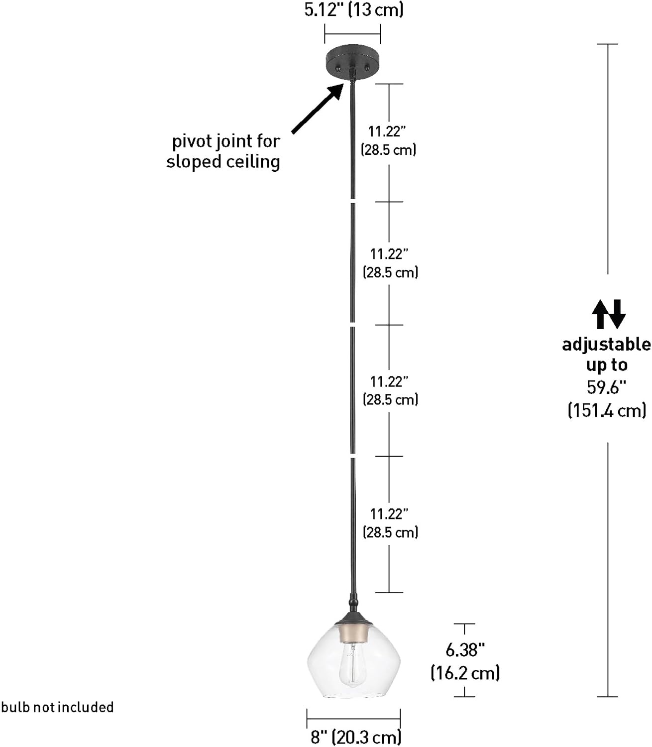 image:imageGlobe Electric 60403 1Light Pendant Light Fixture Matte White Brass Accents Fabric Cord Dining Room Fixture Kitchen Island Lighting Modern Living Room Pendant Light Hanging Lights for BedroomMatte Black Harrow