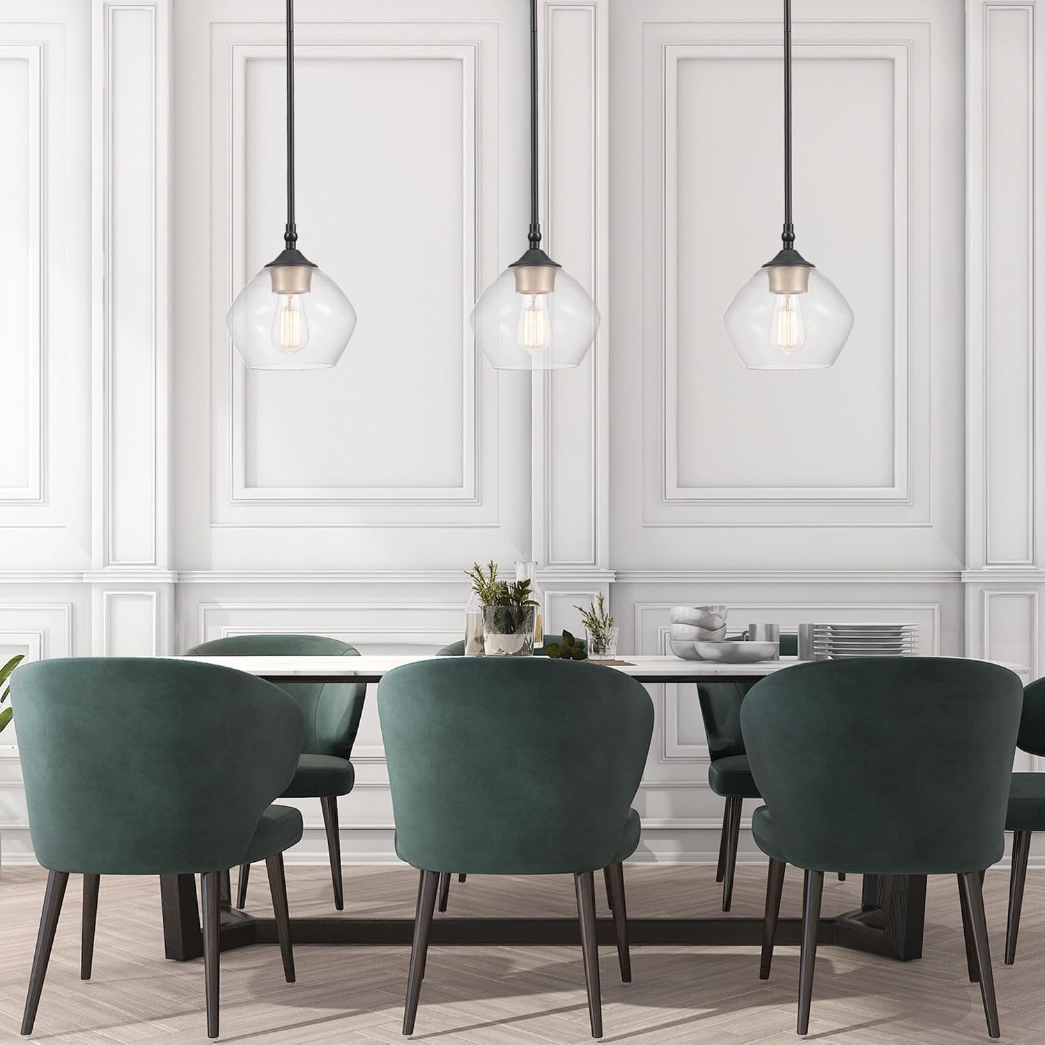 image:imageGlobe Electric 60403 1Light Pendant Light Fixture Matte White Brass Accents Fabric Cord Dining Room Fixture Kitchen Island Lighting Modern Living Room Pendant Light Hanging Lights for BedroomMatte Black Harrow