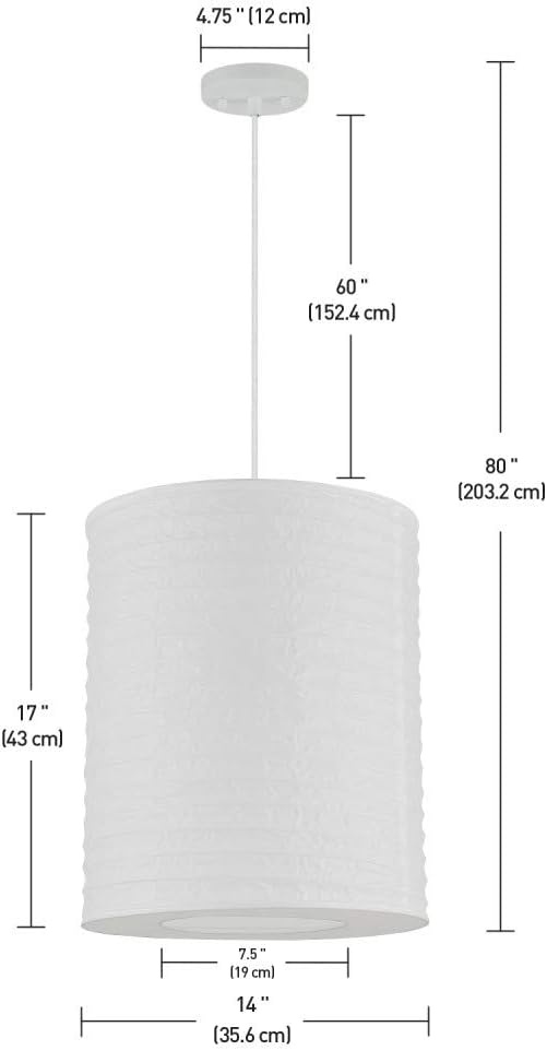 image:imageGlobe Electric 60403 1Light Pendant Light Fixture Matte White Brass Accents Fabric Cord Dining Room Fixture Kitchen Island Lighting Modern Living Room Pendant Light Hanging Lights for BedroomWhite Delilah