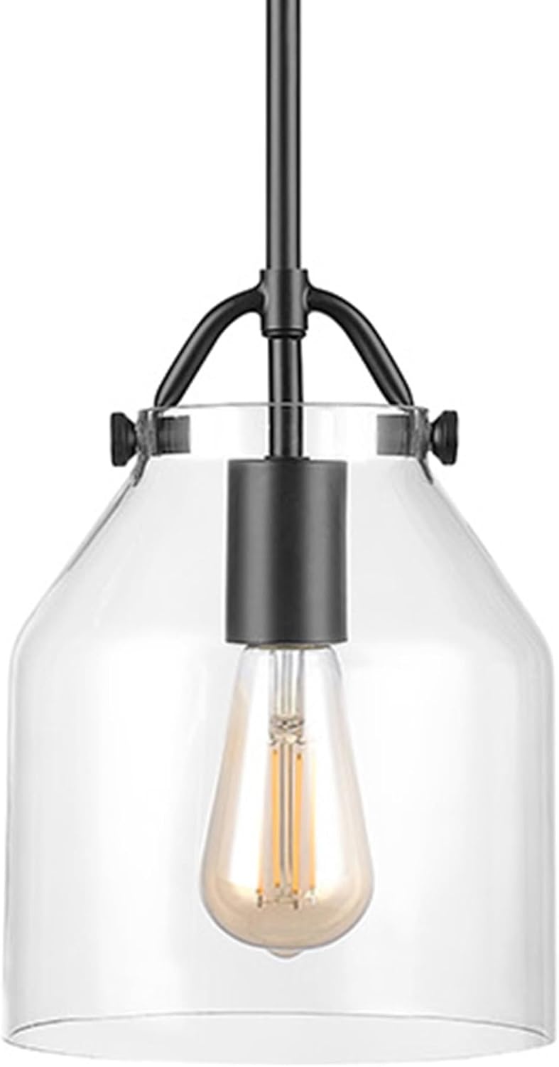 image:imageGlobe Electric 60403 1Light Pendant Light Fixture Matte White Brass Accents Fabric Cord Dining Room Fixture Kitchen Island Lighting Modern Living Room Pendant Light Hanging Lights for BedroomMatte Black Helm