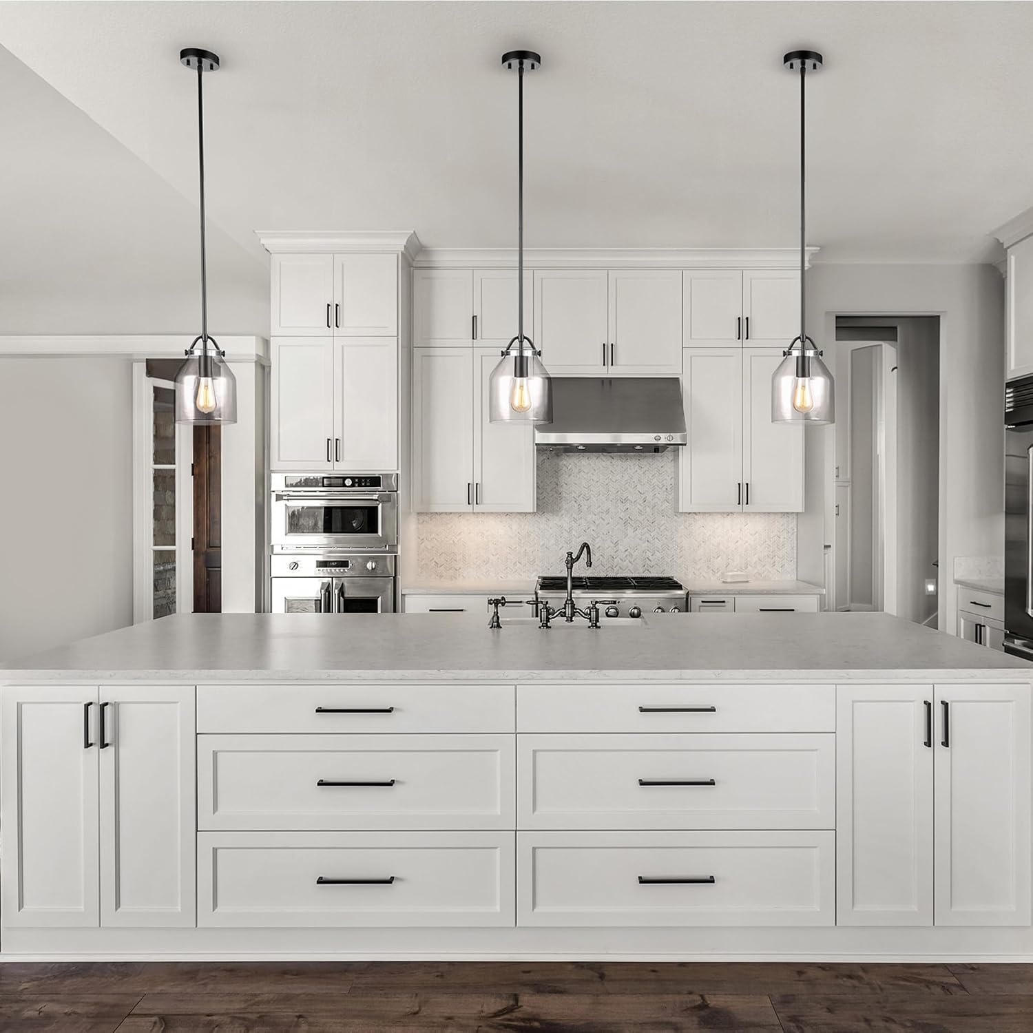 image:imageGlobe Electric 60403 1Light Pendant Light Fixture Matte White Brass Accents Fabric Cord Dining Room Fixture Kitchen Island Lighting Modern Living Room Pendant Light Hanging Lights for BedroomMatte Black Helm