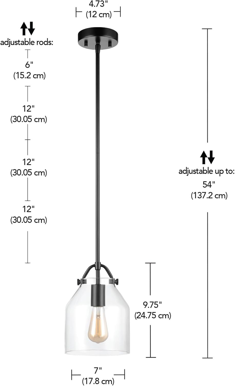 image:imageGlobe Electric 60403 1Light Pendant Light Fixture Matte White Brass Accents Fabric Cord Dining Room Fixture Kitchen Island Lighting Modern Living Room Pendant Light Hanging Lights for BedroomMatte Black Helm