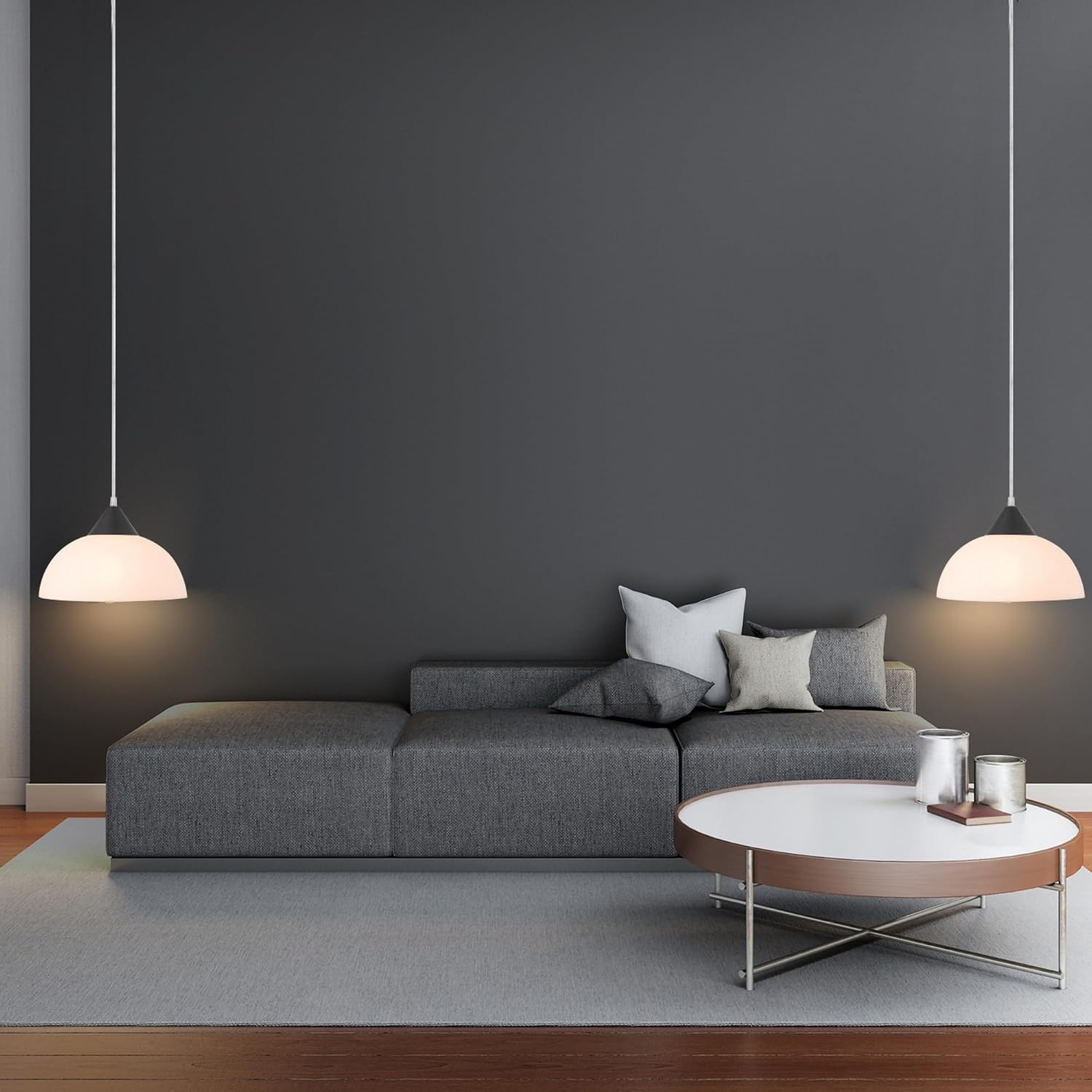 image:imageGlobe Electric 60435 1Light Plugin Pendant Light Fixture Dark Bronze Finish Frosted Shade Adjustable Clear Cord Height Modern Hanging Lights for Kitchen Island Hallway or Dining Room1