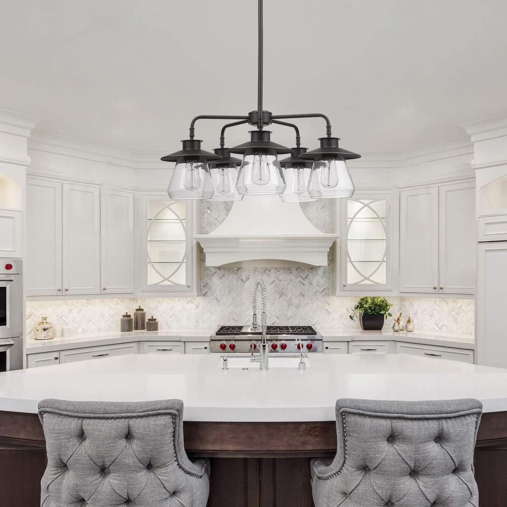 image:imageGlobe Electric 60471 Nate 5Light Chandelier Oil Rubbed Bronze Clear Glass Shades Bulb Not Included
