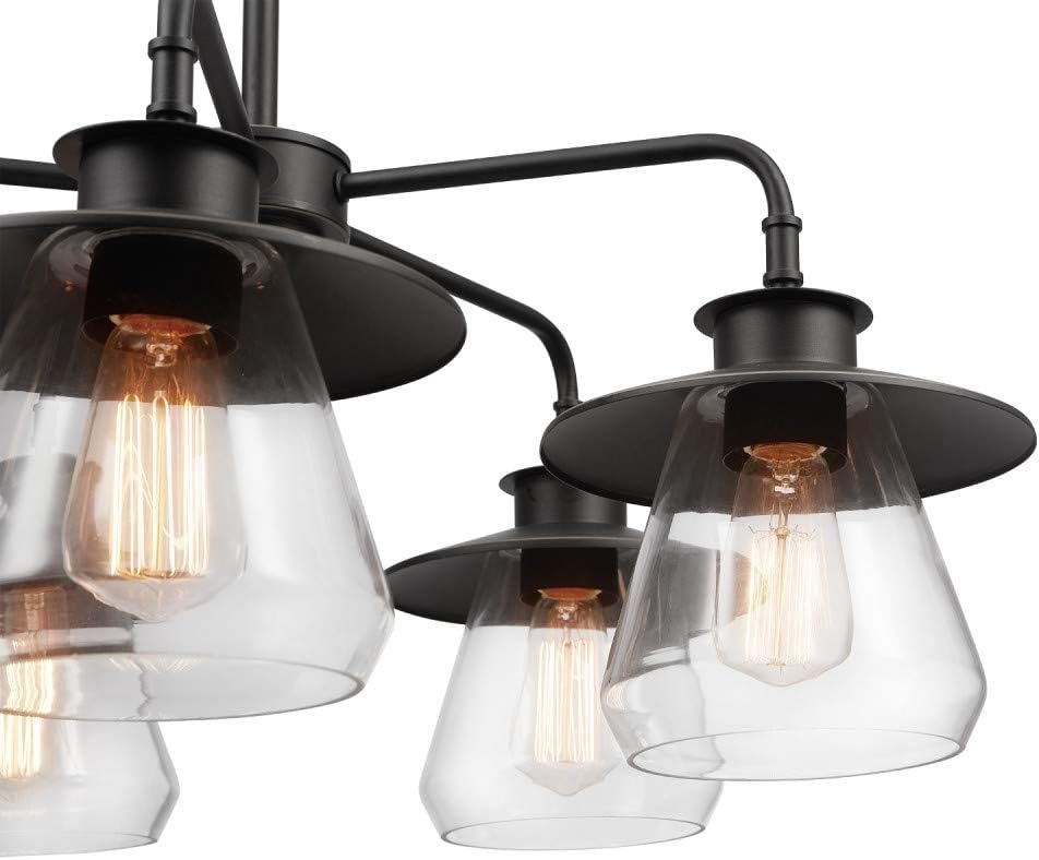 image:imageGlobe Electric 60471 Nate 5Light Chandelier Oil Rubbed Bronze Clear Glass Shades Bulb Not Included