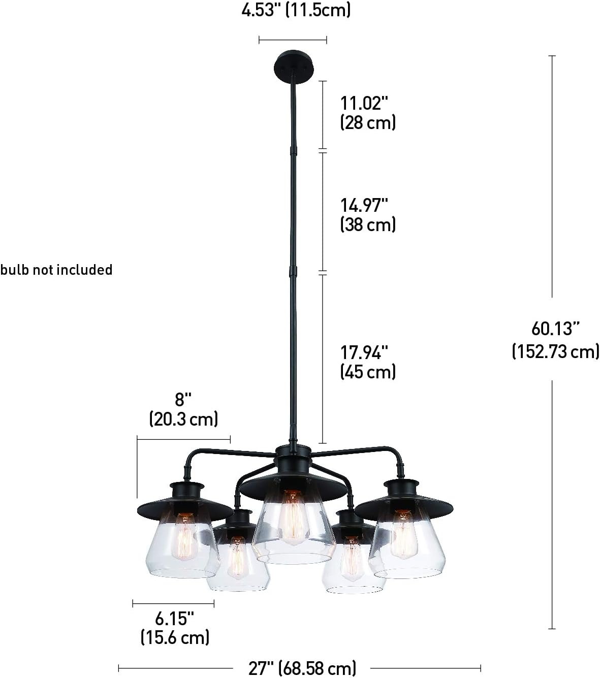 image:imageGlobe Electric 60471 Nate 5Light Chandelier Oil Rubbed Bronze Clear Glass Shades Bulb Not Included