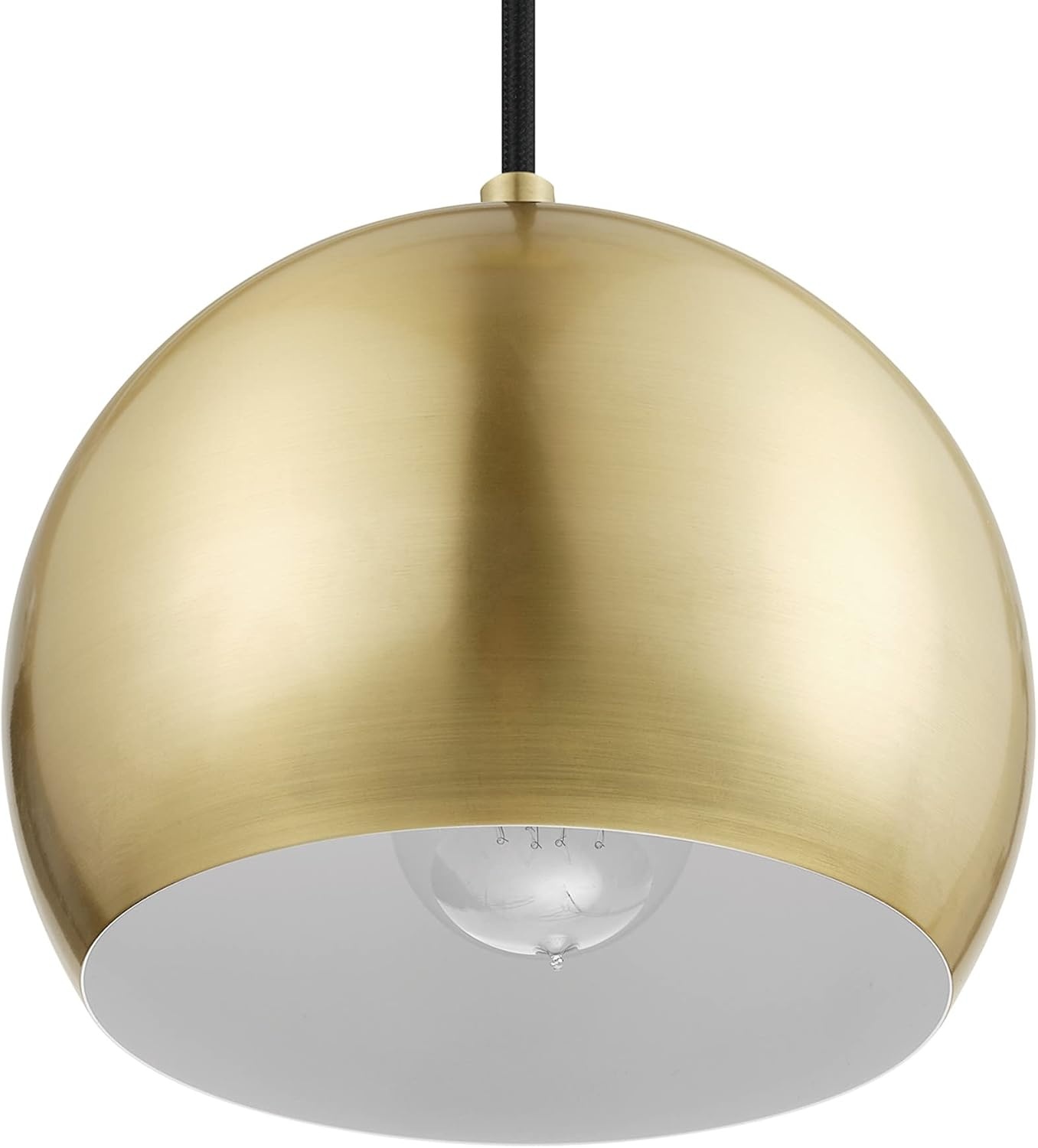 image:imageGlobe Electric 60617 Maya 1Light Pendant Light Matte Brass Black Woven Fabric Hanging Cord Bulb Not Included