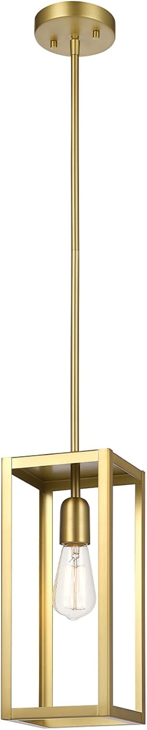 image:imageGlobe Electric 60846 1Light Plugin or Hardwire Pendant Lighting Dark Bronze Antique Brass Accent Socket Cage Shade 15Foot Black Fabric Cord inLine OnOff Switch Bulb Not IncludedMatte Brass