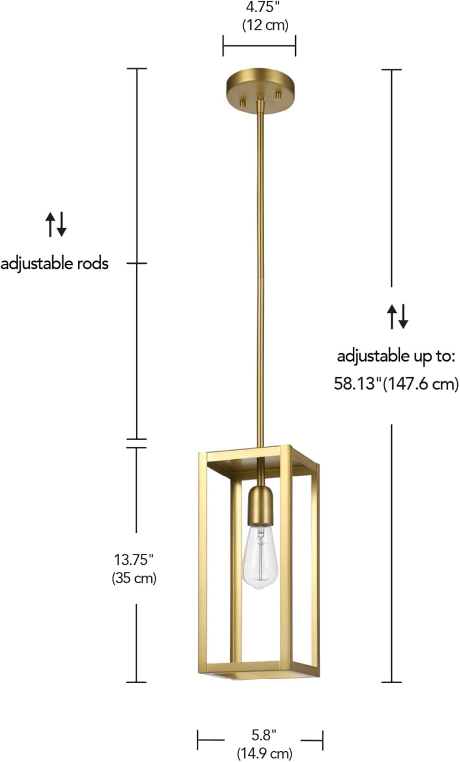 image:imageGlobe Electric 60846 1Light Plugin or Hardwire Pendant Lighting Dark Bronze Antique Brass Accent Socket Cage Shade 15Foot Black Fabric Cord inLine OnOff Switch Bulb Not IncludedMatte Brass