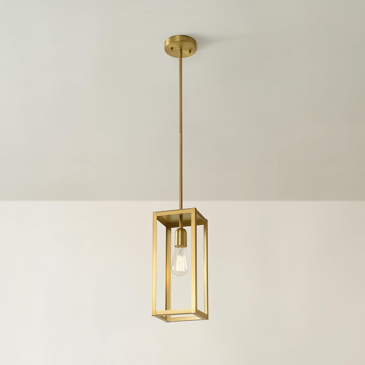 image:imageGlobe Electric 60846 1Light Plugin or Hardwire Pendant Lighting Dark Bronze Antique Brass Accent Socket Cage Shade 15Foot Black Fabric Cord inLine OnOff Switch Bulb Not IncludedMatte Brass