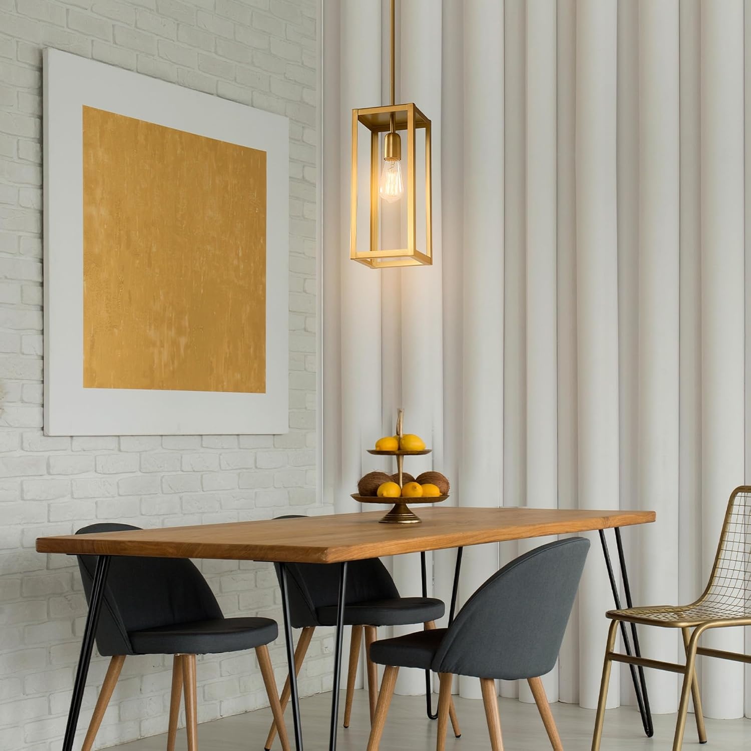 image:imageGlobe Electric 60846 1Light Plugin or Hardwire Pendant Lighting Dark Bronze Antique Brass Accent Socket Cage Shade 15Foot Black Fabric Cord inLine OnOff Switch Bulb Not IncludedMatte Brass