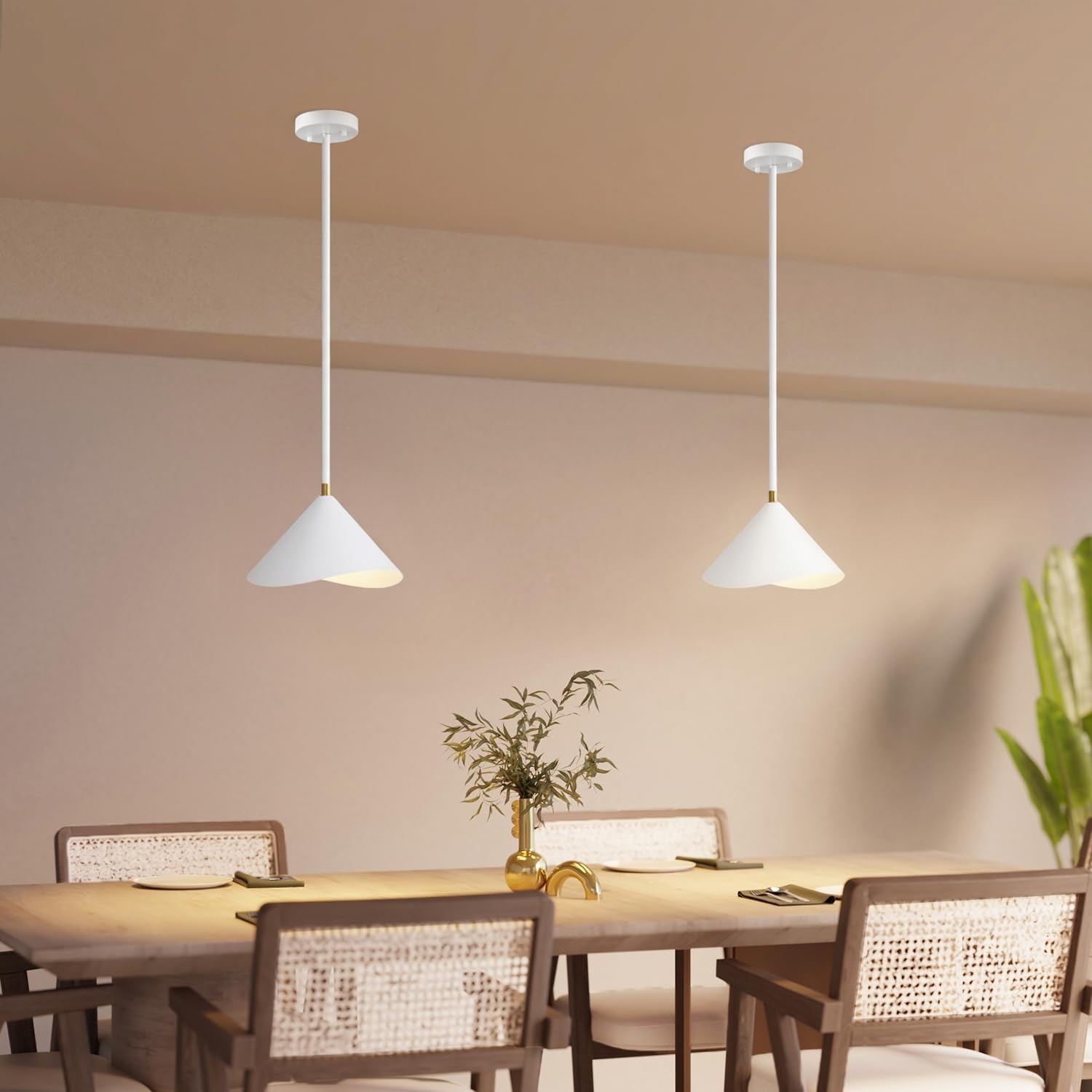 image:imageGlobe Electric 60885 3Light Linear Chandelier Matte White Brass Accents Adjustable Hanging Height Sloped or Vaulted Ceiling Modern Dimmable Lighting for Kitchen Island or Dining RoomMatte Brass Metal Shade