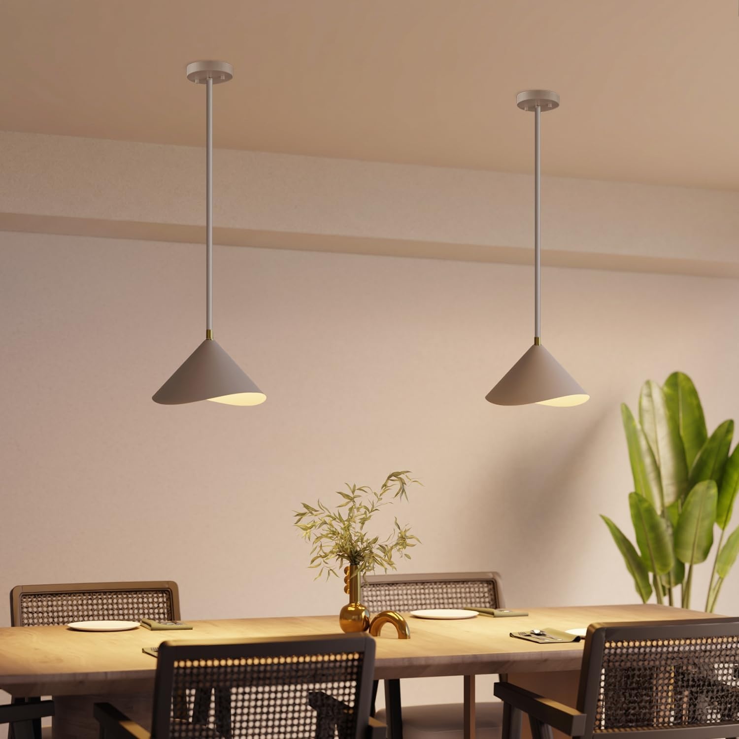 image:imageGlobe Electric 60885 3Light Linear Chandelier Matte White Brass Accents Adjustable Hanging Height Sloped or Vaulted Ceiling Modern Dimmable Lighting for Kitchen Island or Dining RoomMatte Greige