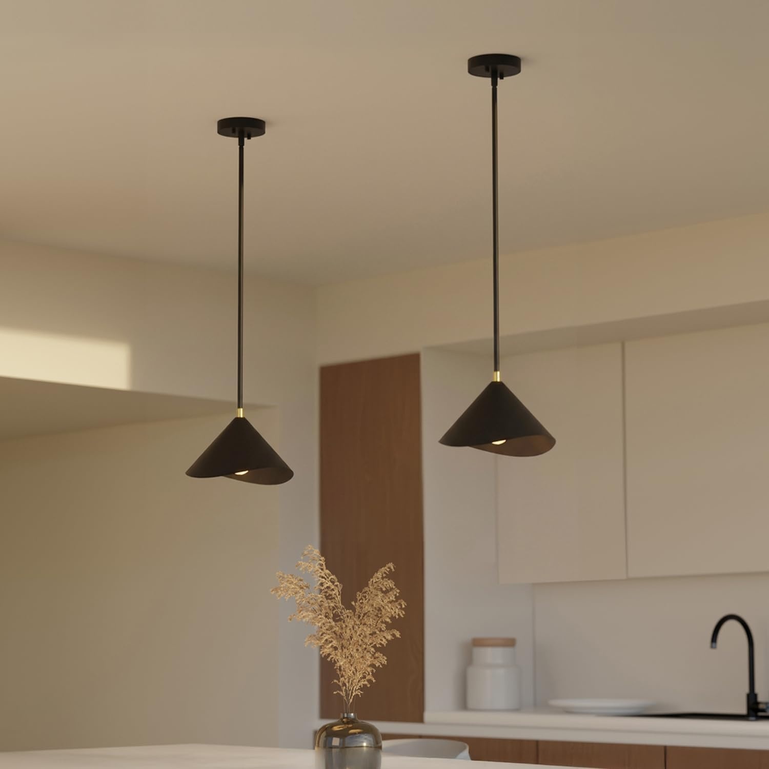 image:imageGlobe Electric 60885 3Light Linear Chandelier Matte White Brass Accents Adjustable Hanging Height Sloped or Vaulted Ceiling Modern Dimmable Lighting for Kitchen Island or Dining RoomMatte Brass White Shade