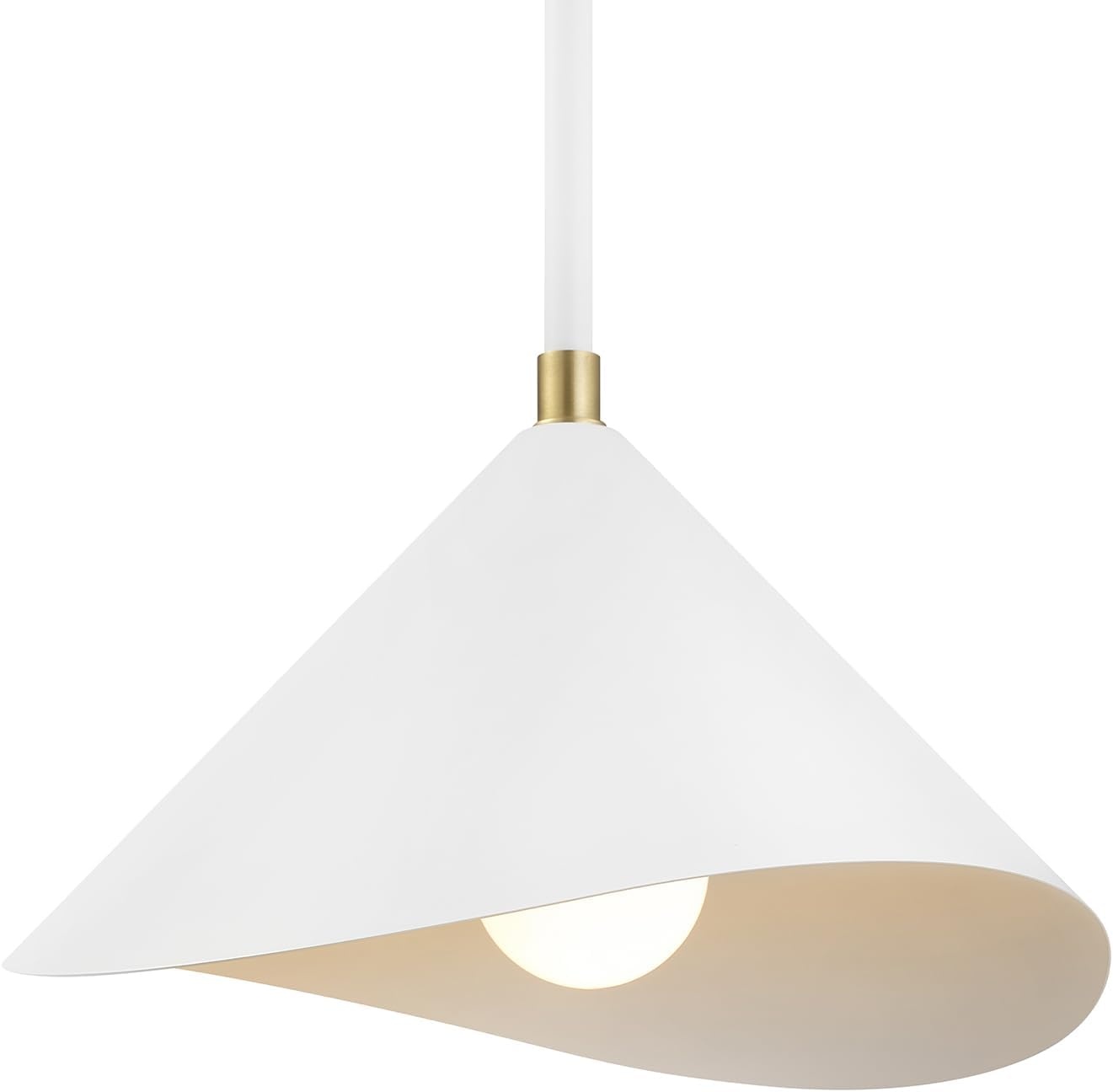 image:imageGlobe Electric 60885 3Light Linear Chandelier Matte White Brass Accents Adjustable Hanging Height Sloped or Vaulted Ceiling Modern Dimmable Lighting for Kitchen Island or Dining RoomMatte Brass Metal Shade