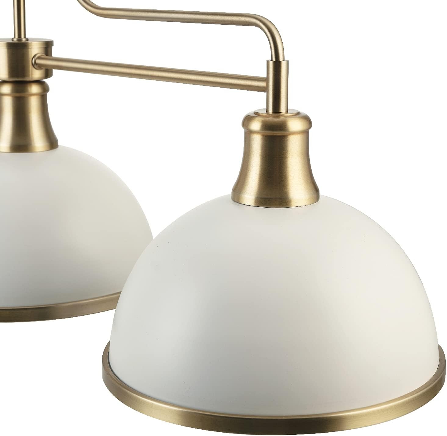 image:imageGlobe Electric 60885 3Light Linear Chandelier Matte White Brass Accents Adjustable Hanging Height Sloped or Vaulted Ceiling Modern Dimmable Lighting for Kitchen Island or Dining RoomMatte White 3Light