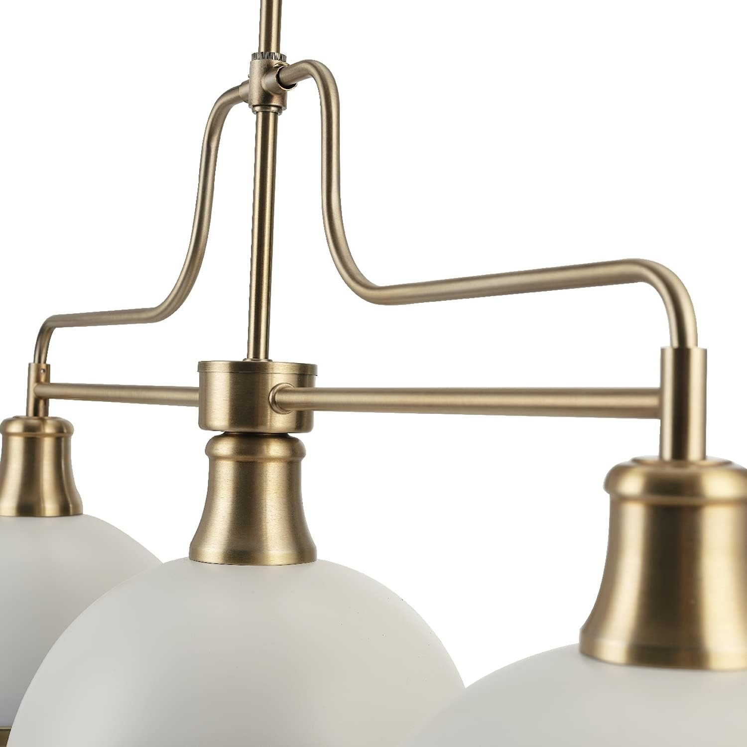 image:imageGlobe Electric 60885 3Light Linear Chandelier Matte White Brass Accents Adjustable Hanging Height Sloped or Vaulted Ceiling Modern Dimmable Lighting for Kitchen Island or Dining RoomMatte White 3Light