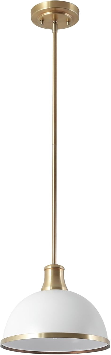 image:imageGlobe Electric 60885 3Light Linear Chandelier Matte White Brass Accents Adjustable Hanging Height Sloped or Vaulted Ceiling Modern Dimmable Lighting for Kitchen Island or Dining RoomWhite