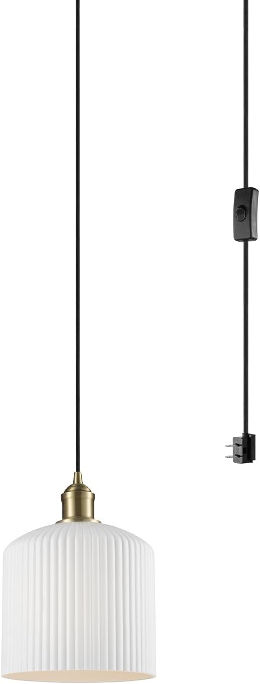 image:imageGlobe Electric 60885 3Light Linear Chandelier Matte White Brass Accents Adjustable Hanging Height Sloped or Vaulted Ceiling Modern Dimmable Lighting for Kitchen Island or Dining RoomWhite Resin Shade