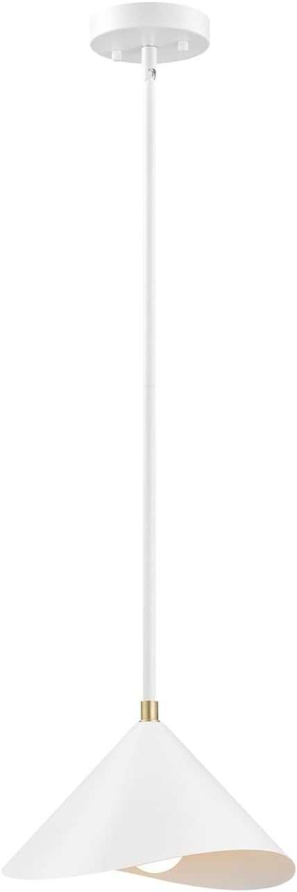 image:imageGlobe Electric 60885 3Light Linear Chandelier Matte White Brass Accents Adjustable Hanging Height Sloped or Vaulted Ceiling Modern Dimmable Lighting for Kitchen Island or Dining RoomMatte Brass Metal Shade