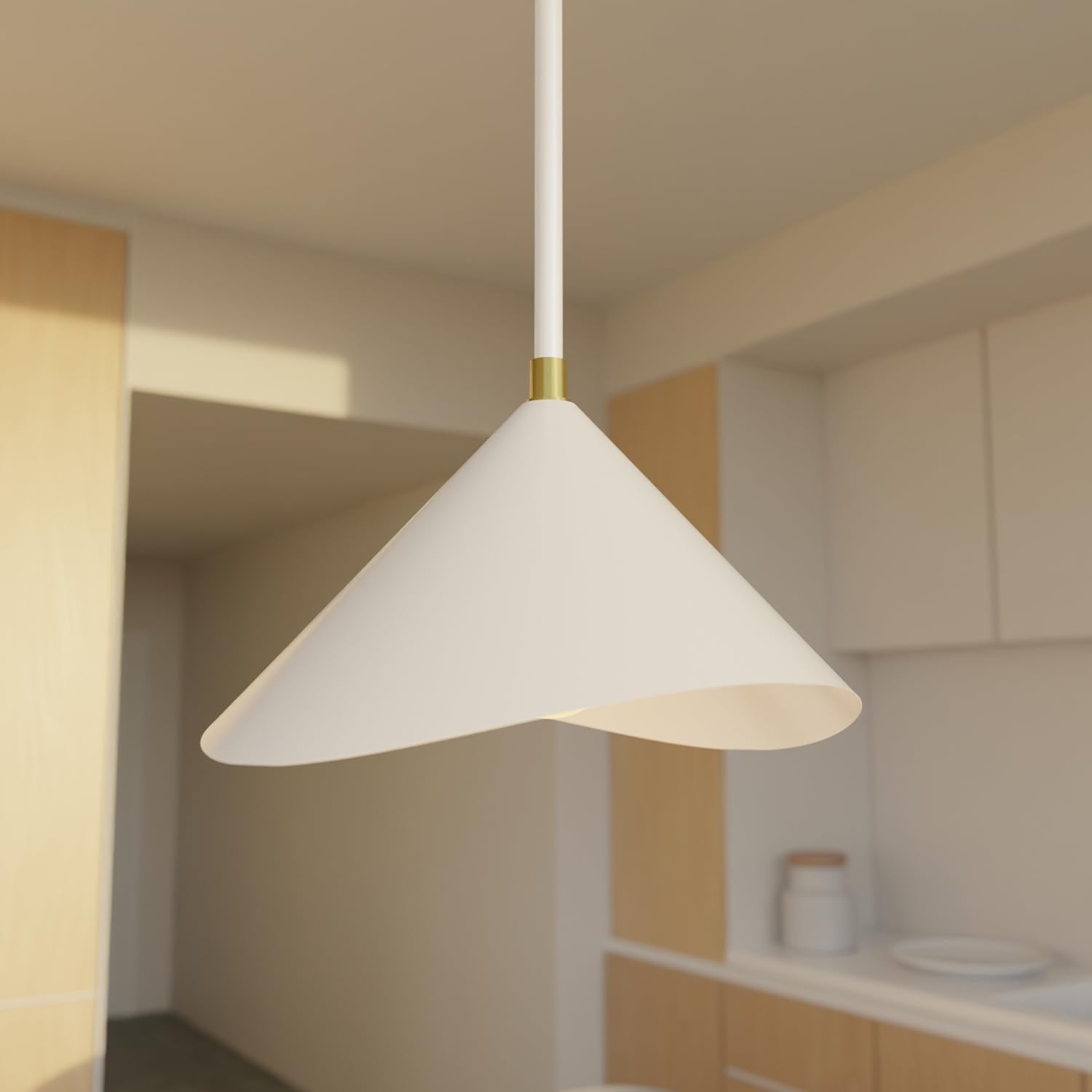 image:imageGlobe Electric 60885 3Light Linear Chandelier Matte White Brass Accents Adjustable Hanging Height Sloped or Vaulted Ceiling Modern Dimmable Lighting for Kitchen Island or Dining RoomMatte Brass Metal Shade