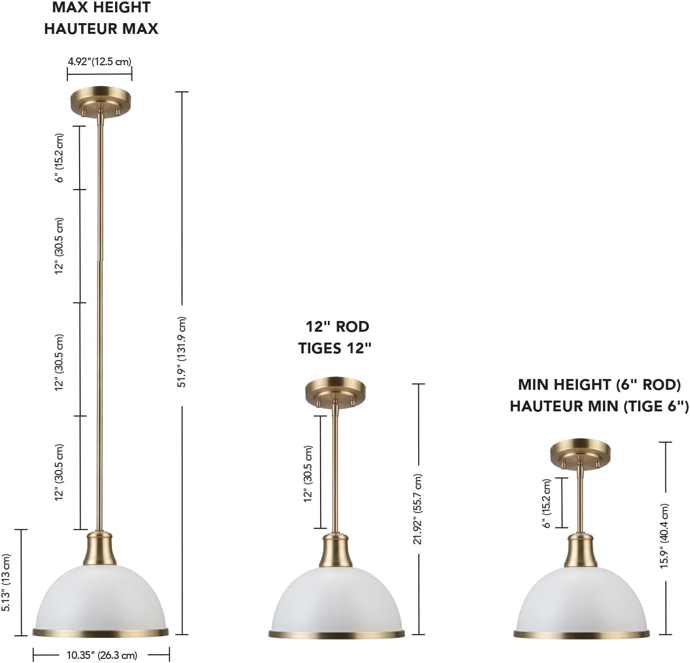image:imageGlobe Electric 60885 3Light Linear Chandelier Matte White Brass Accents Adjustable Hanging Height Sloped or Vaulted Ceiling Modern Dimmable Lighting for Kitchen Island or Dining RoomWhite
