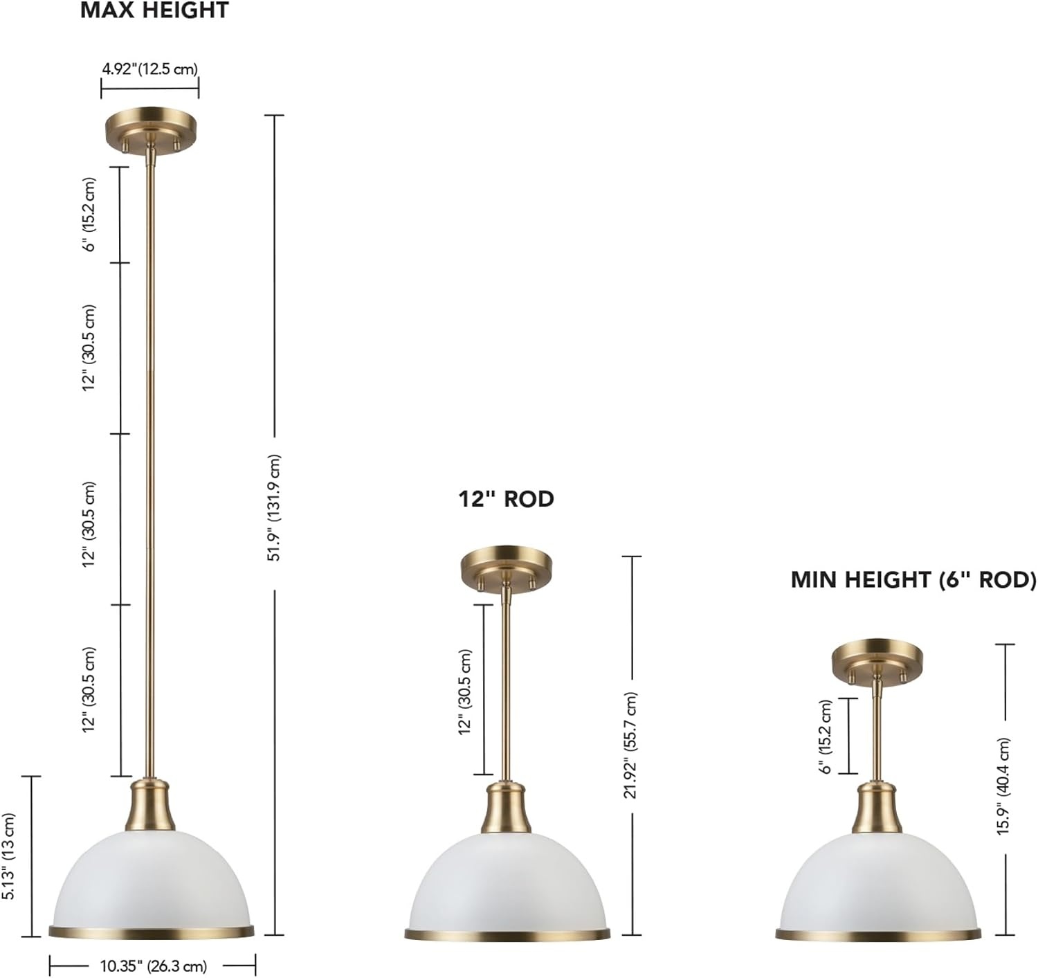 image:imageGlobe Electric 60885 3Light Linear Chandelier Matte White Brass Accents Adjustable Hanging Height Sloped or Vaulted Ceiling Modern Dimmable Lighting for Kitchen Island or Dining RoomWhite