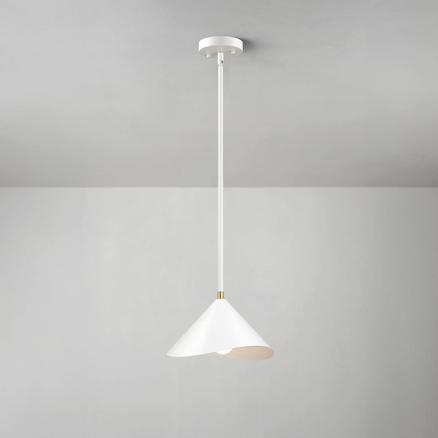 image:imageGlobe Electric 60885 3Light Linear Chandelier Matte White Brass Accents Adjustable Hanging Height Sloped or Vaulted Ceiling Modern Dimmable Lighting for Kitchen Island or Dining RoomMatte Brass Metal Shade