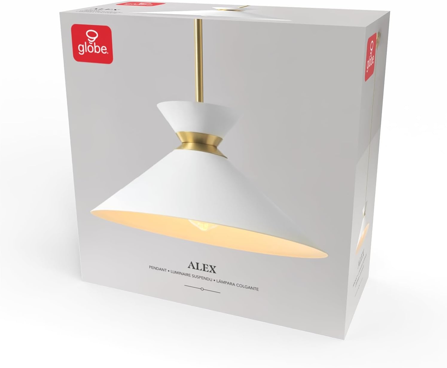 image:imageGlobe Electric 60885 3Light Linear Chandelier Matte White Brass Accents Adjustable Hanging Height Sloped or Vaulted Ceiling Modern Dimmable Lighting for Kitchen Island or Dining RoomMatte Brass