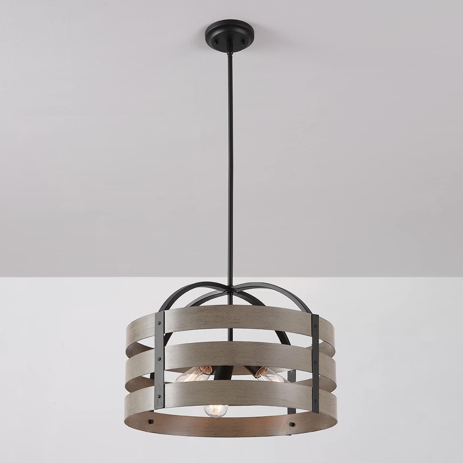 image:imageGlobe Electric 60886 Heath 3Light Convertible Flush Mount Ceiling Light Chandelier Matte Black Bulb Not IncludedMatte Black Faux Wood