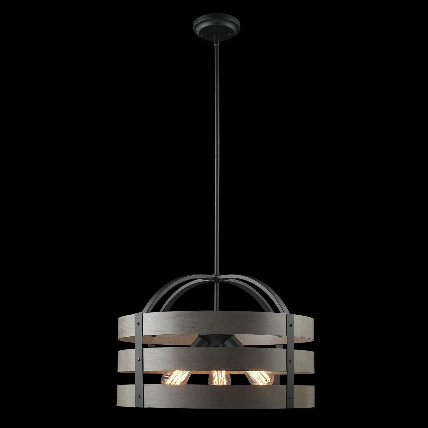 image:imageGlobe Electric 60886 Heath 3Light Convertible Flush Mount Ceiling Light Chandelier Matte Black Bulb Not IncludedMatte Black Faux Wood