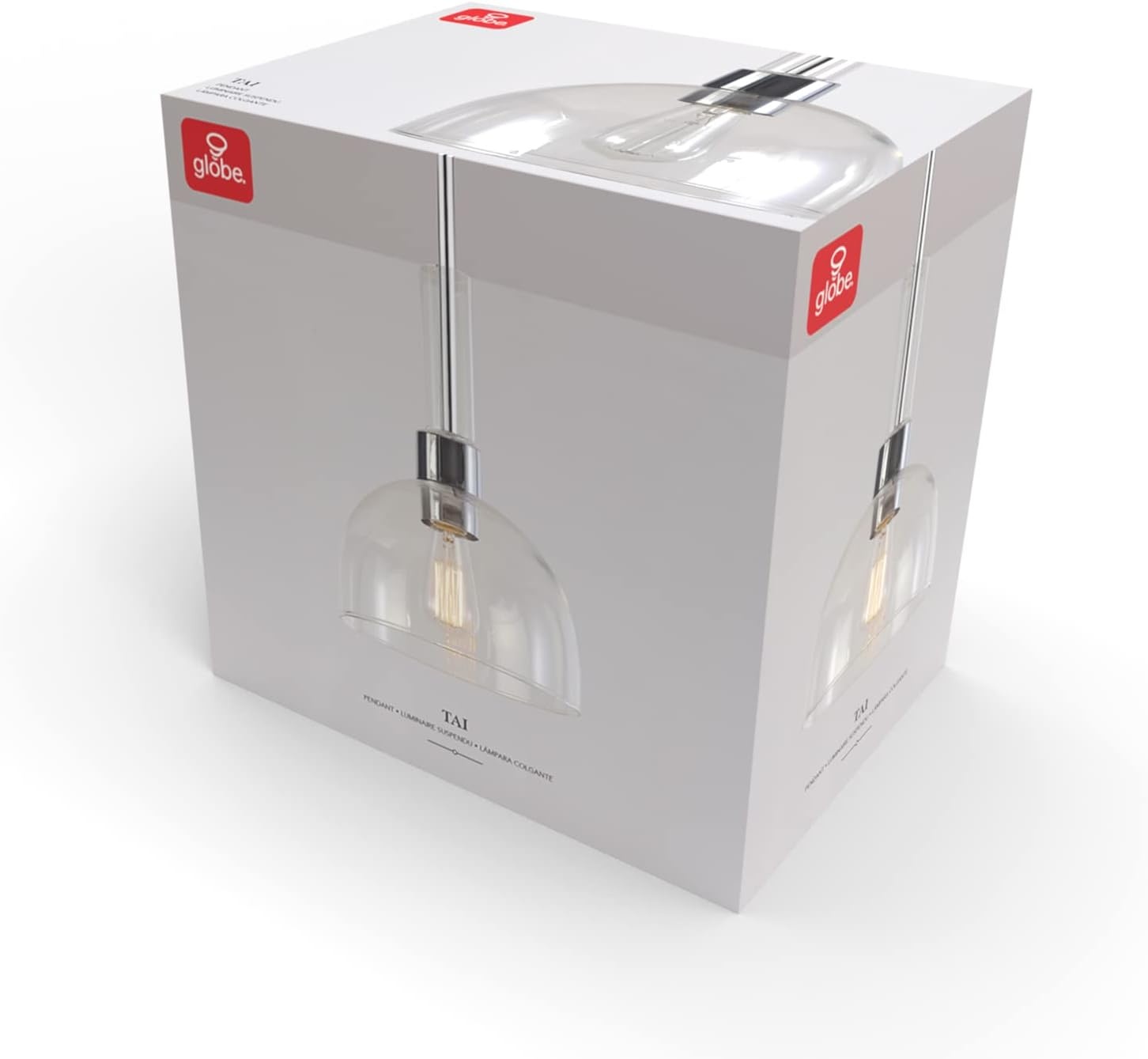 image:imageGlobe Electric 60896 Tai 1Light Pendant Chrome Clear Glass Shade Bulb Not IncludedTai