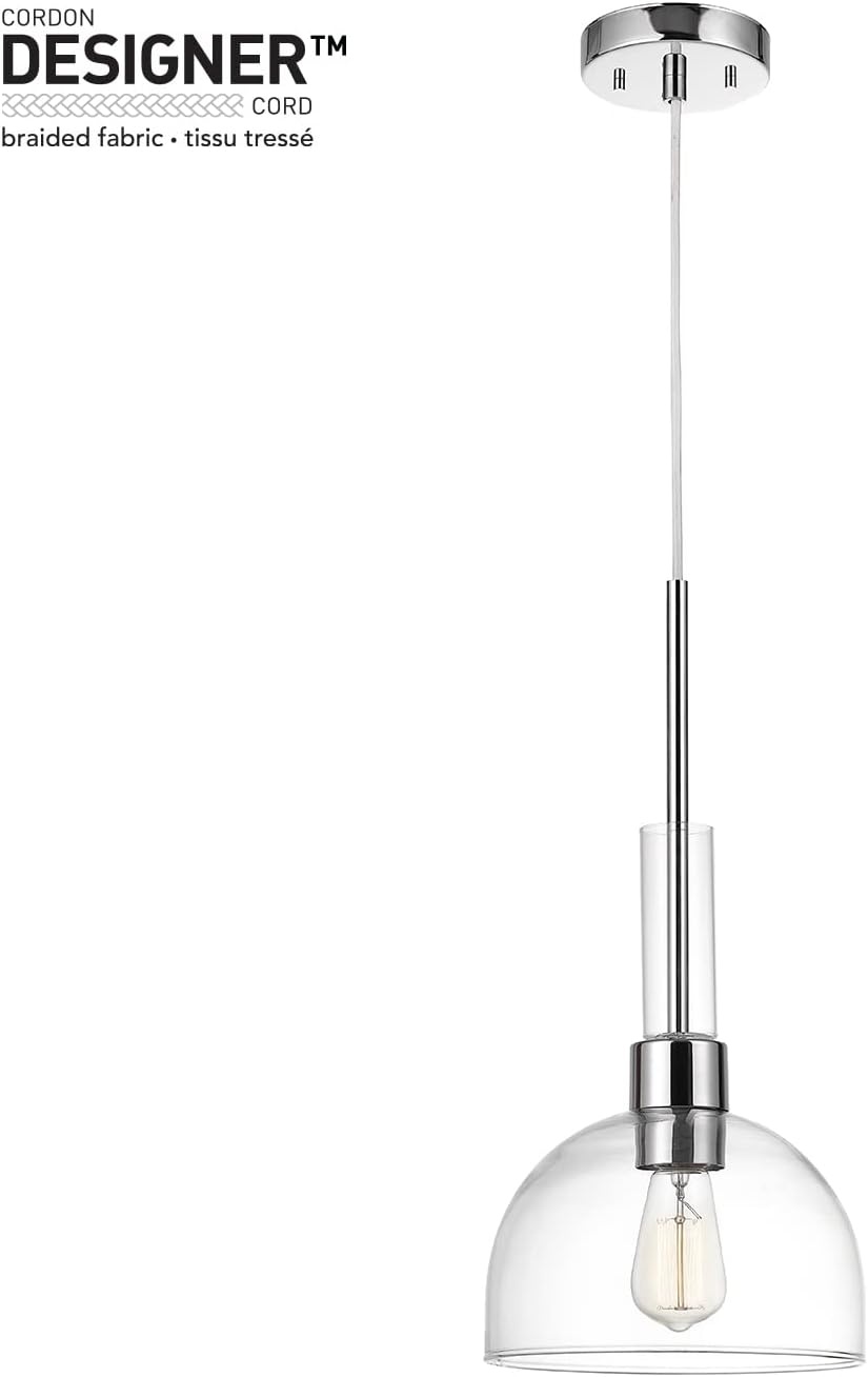 image:imageGlobe Electric 60896 Tai 1Light Pendant Chrome Clear Glass Shade Bulb Not IncludedTai
