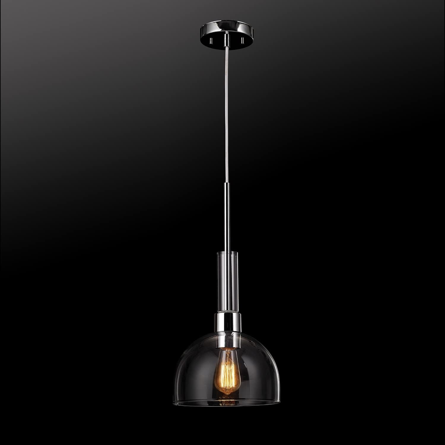 image:imageGlobe Electric 60896 Tai 1Light Pendant Chrome Clear Glass Shade Bulb Not IncludedTai