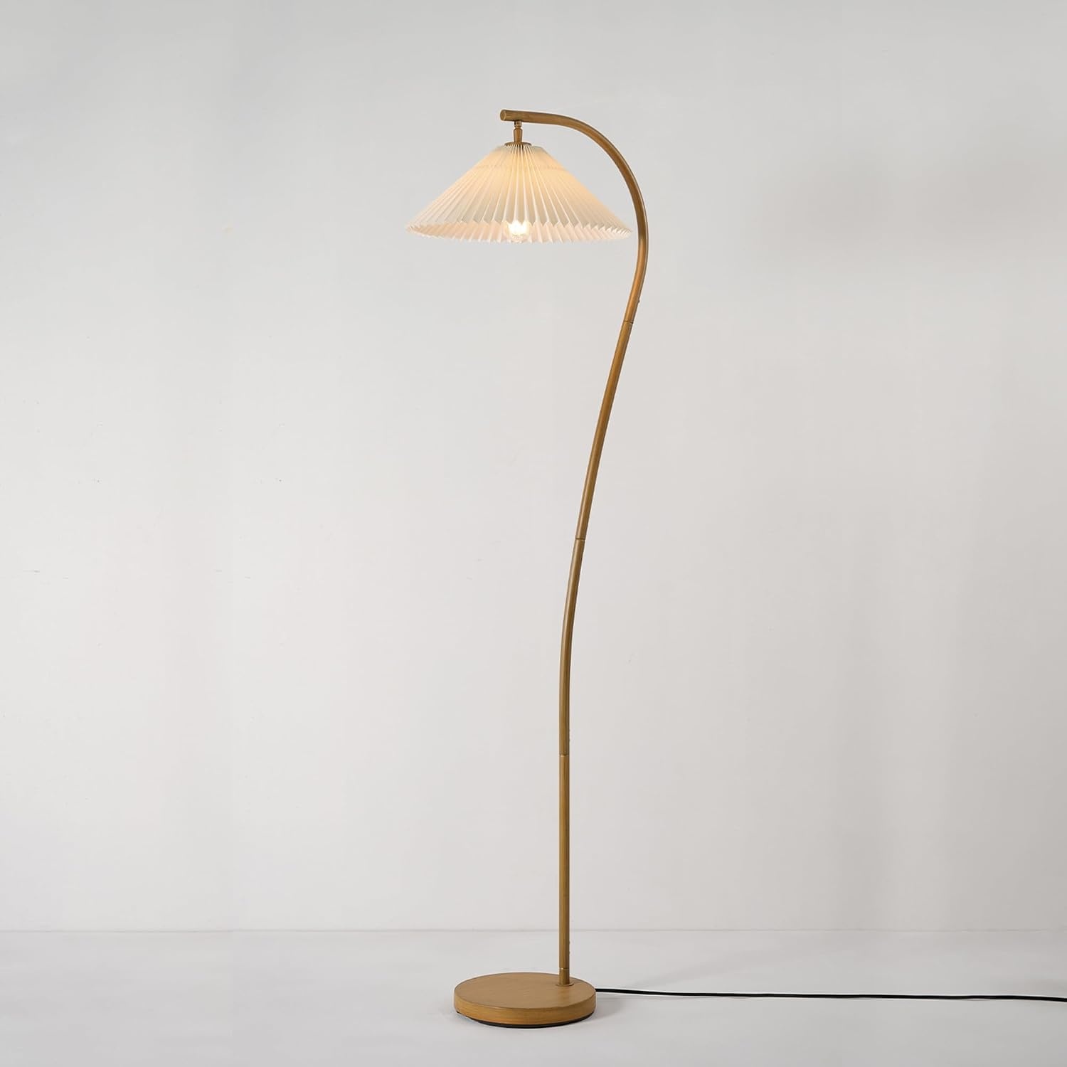 image:imageGlobe Electric 61000150 60 Floor Lamp Antique Brass Finish Beige Fabric Shade MidCentury Modern Standing Lamp E26 Base Sustainable Design for Living Rooms and BedroomsWood Toned Evangeline
