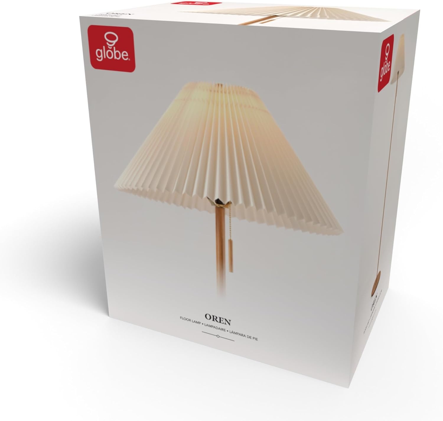 image:imageGlobe Electric 61000150 60 Floor Lamp Antique Brass Finish Beige Fabric Shade MidCentury Modern Standing Lamp E26 Base Sustainable Design for Living Rooms and BedroomsWood Toned Oren