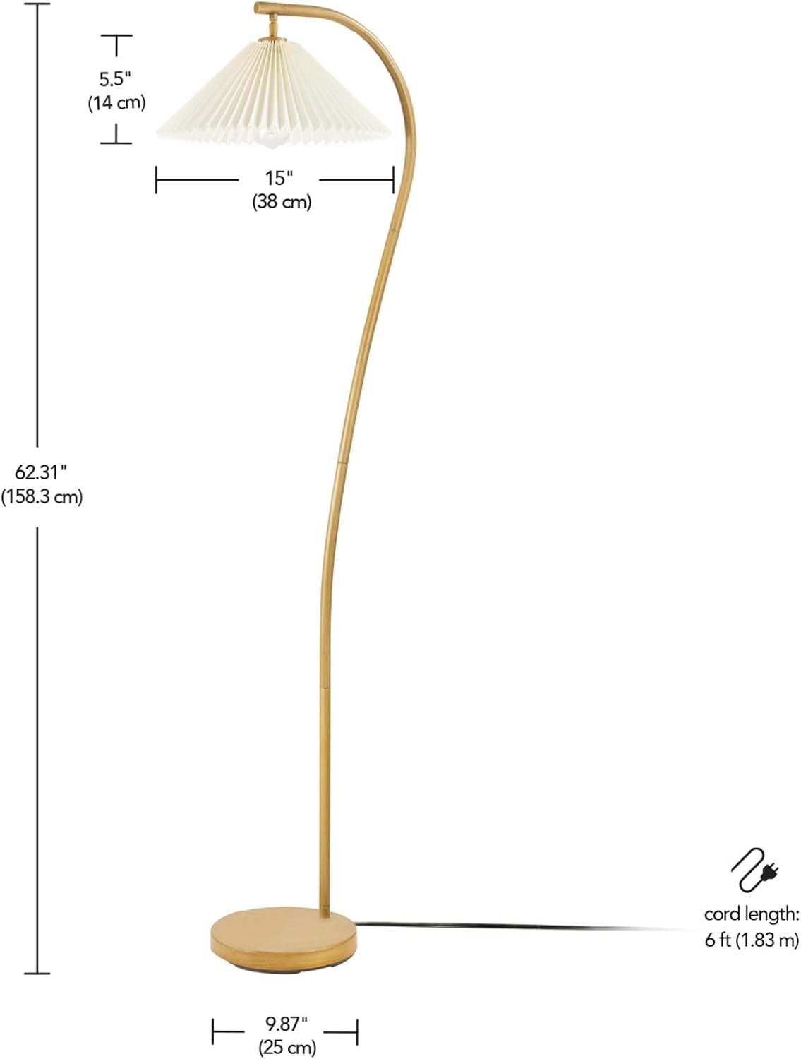 image:imageGlobe Electric 61000150 60 Floor Lamp Antique Brass Finish Beige Fabric Shade MidCentury Modern Standing Lamp E26 Base Sustainable Design for Living Rooms and BedroomsWood Toned Evangeline