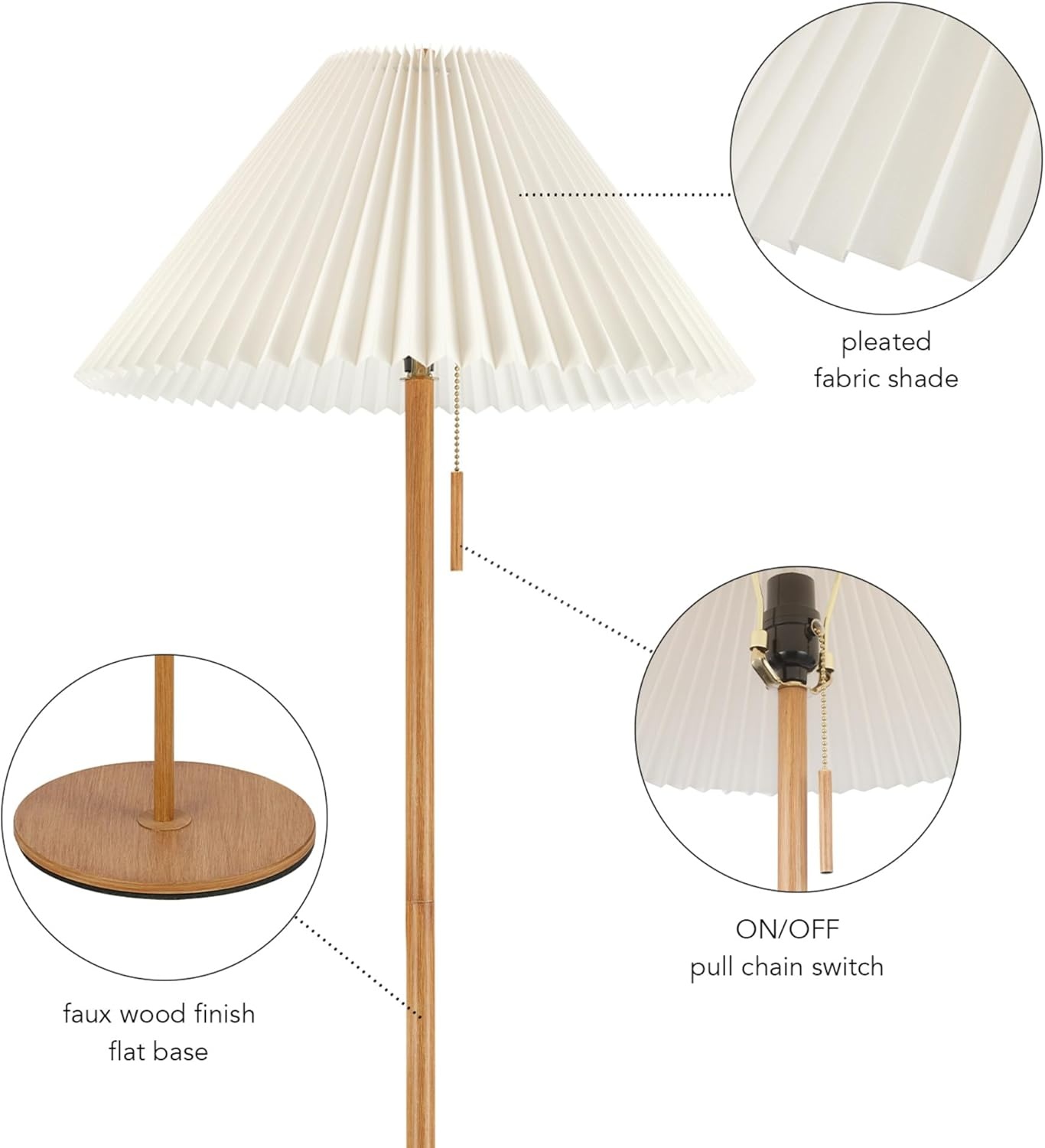 image:imageGlobe Electric 61000150 60 Floor Lamp Antique Brass Finish Beige Fabric Shade MidCentury Modern Standing Lamp E26 Base Sustainable Design for Living Rooms and BedroomsWood Toned Oren
