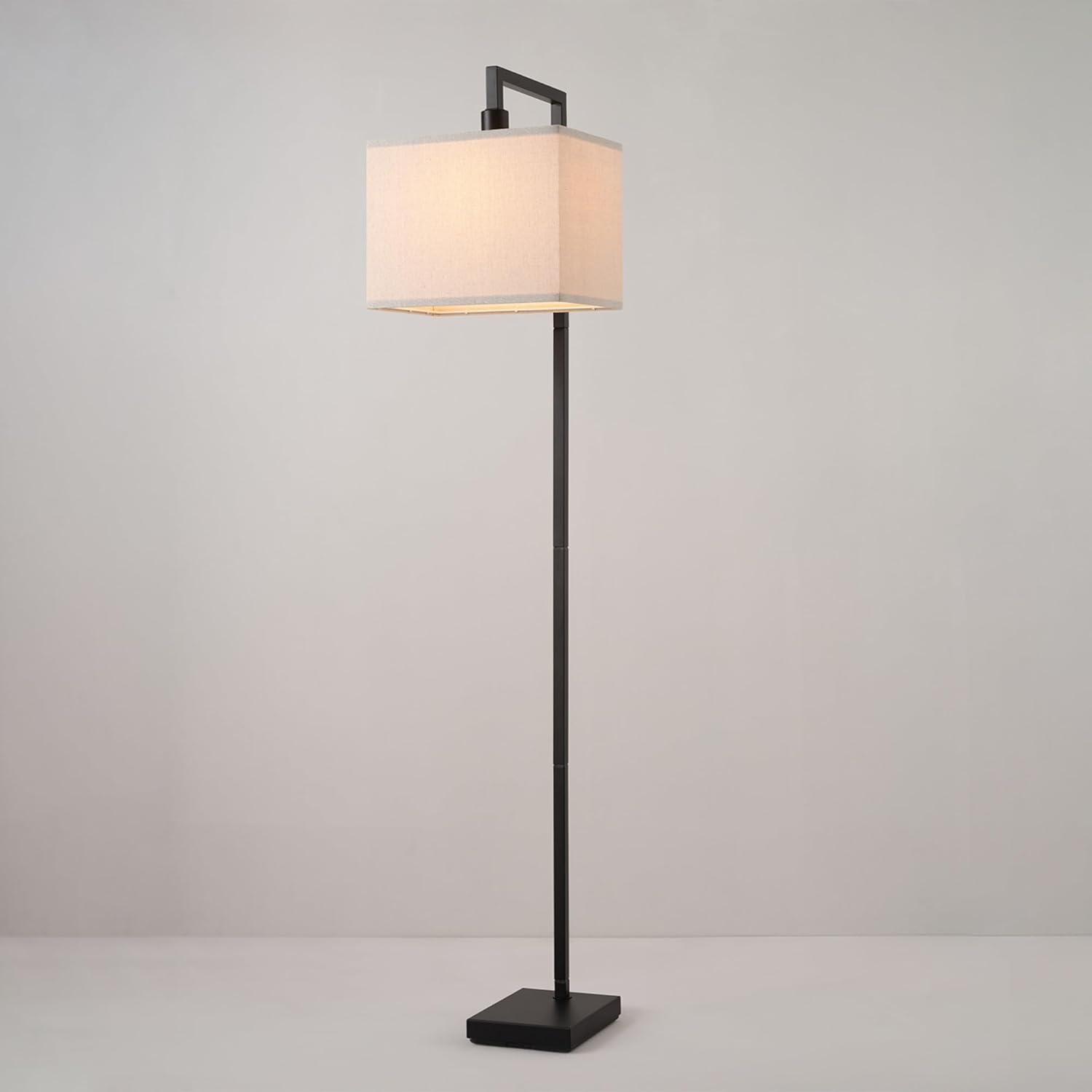 image:imageGlobe Electric 61000150 60 Floor Lamp Antique Brass Finish Beige Fabric Shade MidCentury Modern Standing Lamp E26 Base Sustainable Design for Living Rooms and BedroomsMatte Black Metalic