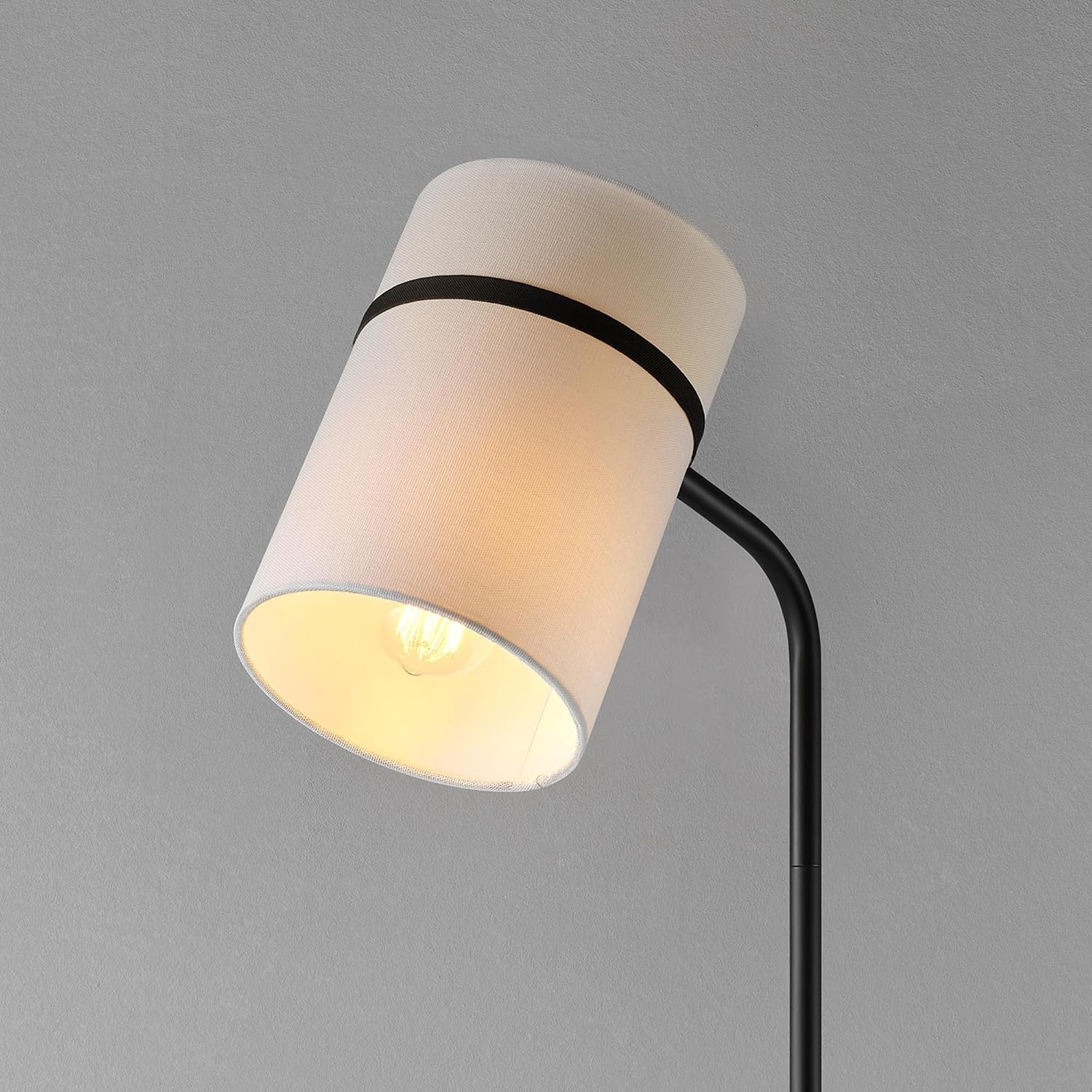 image:imageGlobe Electric 61000150 60 Floor Lamp Antique Brass Finish Beige Fabric Shade MidCentury Modern Standing Lamp E26 Base Sustainable Design for Living Rooms and BedroomsMatte Black White Fabric Shade
