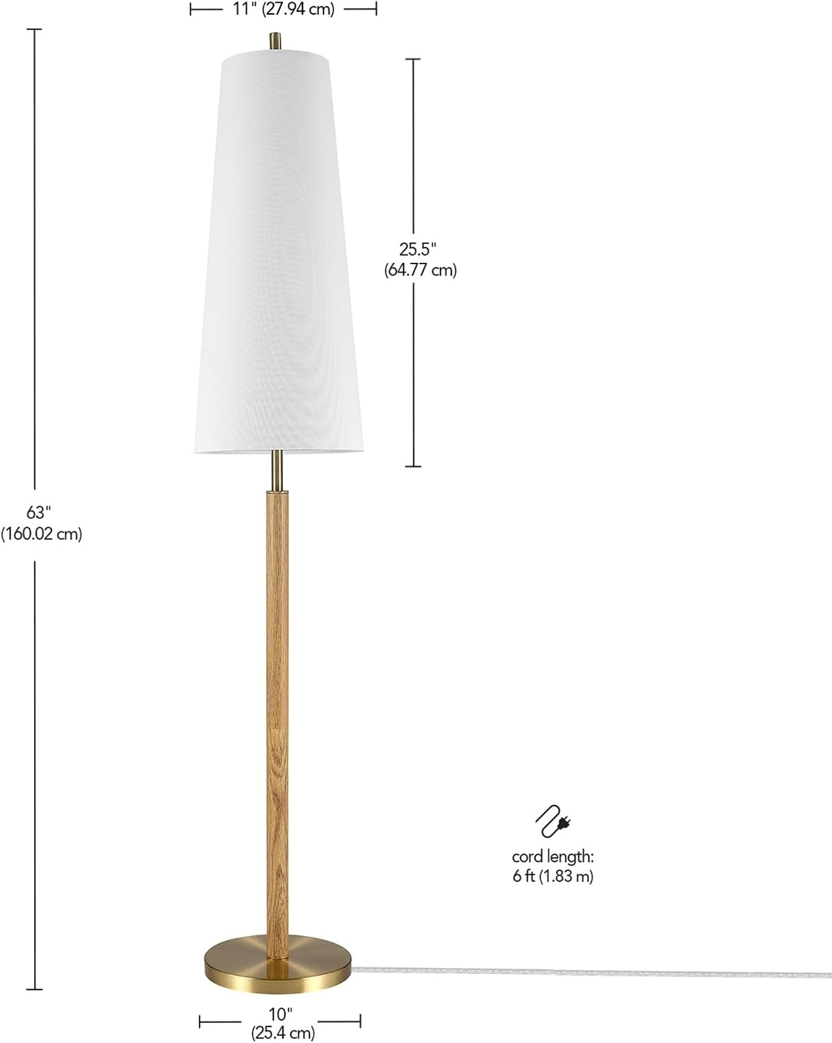 image:imageGlobe Electric 61000150 60 Floor Lamp Antique Brass Finish Beige Fabric Shade MidCentury Modern Standing Lamp E26 Base Sustainable Design for Living Rooms and BedroomsMatte Brass Genevieve