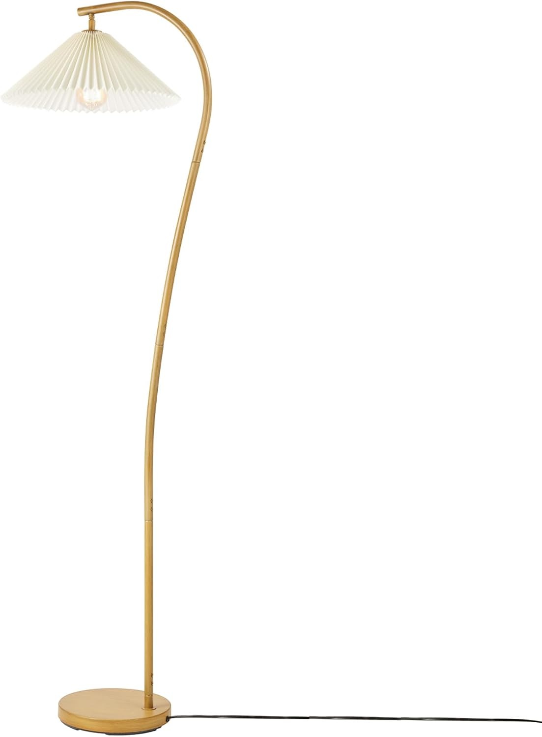 image:imageGlobe Electric 61000150 60 Floor Lamp Antique Brass Finish Beige Fabric Shade MidCentury Modern Standing Lamp E26 Base Sustainable Design for Living Rooms and BedroomsWood Toned Evangeline