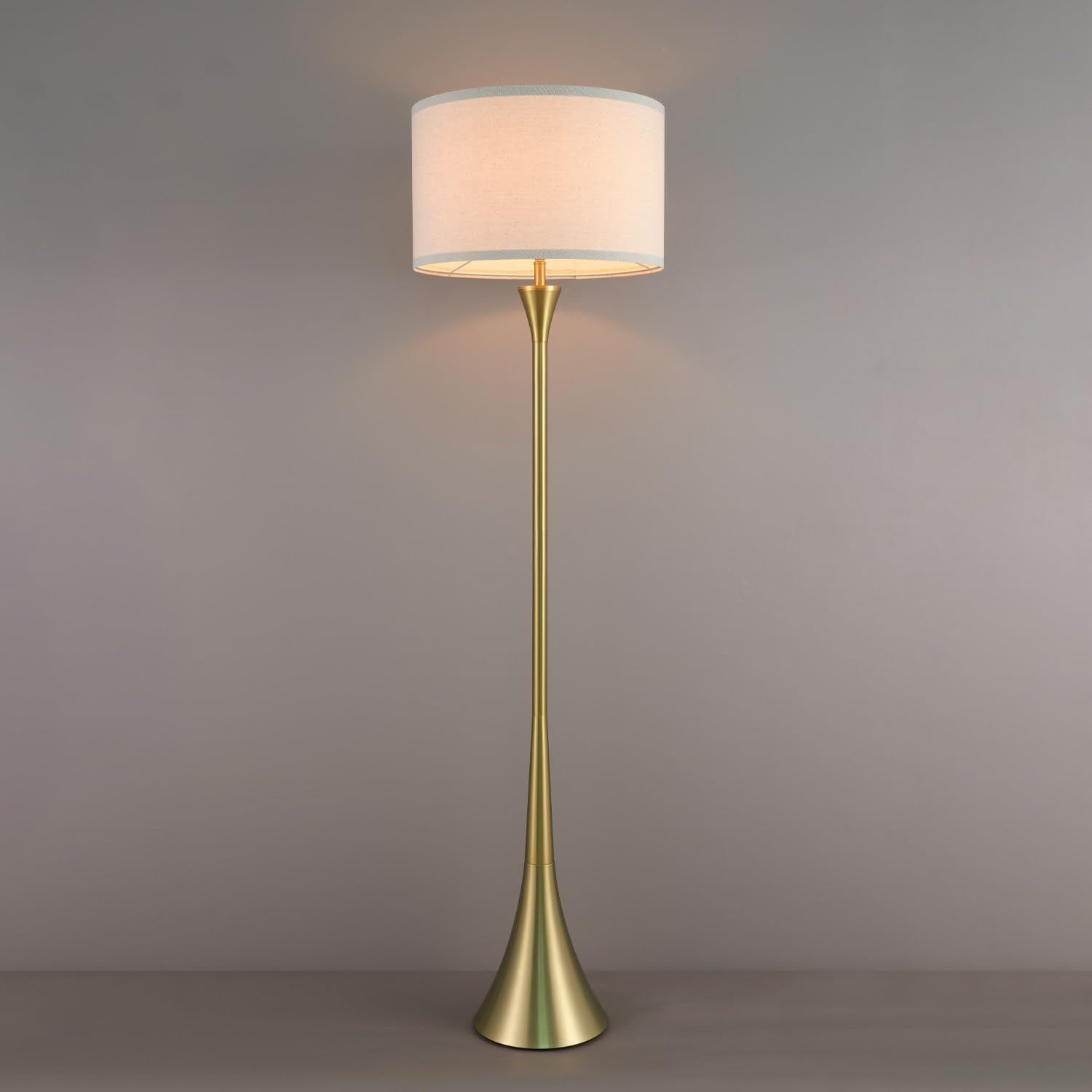 image:imageGlobe Electric 61000150 60 Floor Lamp Antique Brass Finish Beige Fabric Shade MidCentury Modern Standing Lamp E26 Base Sustainable Design for Living Rooms and BedroomsAntique Brass Maclaine